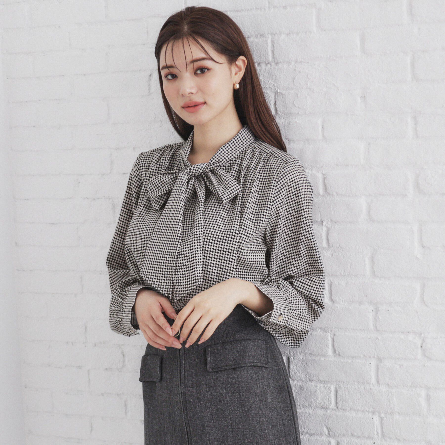 index「《5color/XS-LLsize》レイヤードボウタイブラウス【洗濯機洗い可/イージーアイロン】」|シャツ・ブラウス|ブラック(119)