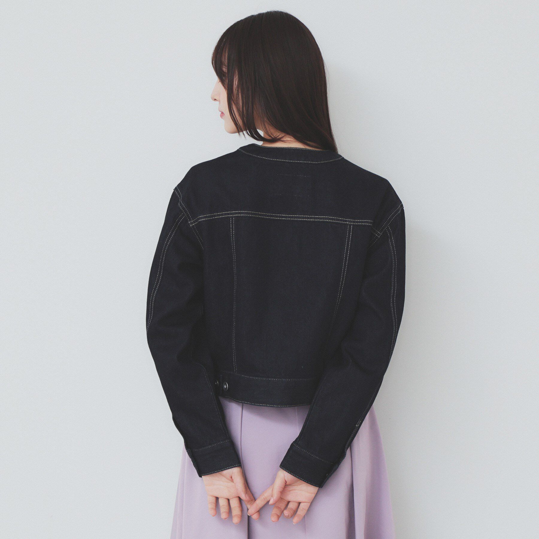 index「ノーカラーGジャン【洗濯機洗い可】」|デニムジャケット|