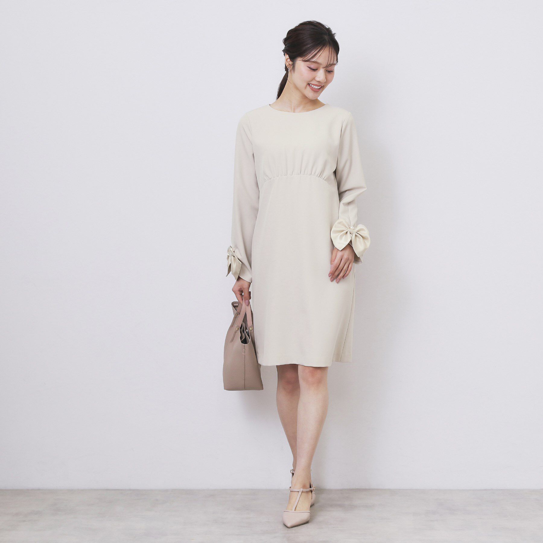 index「ダブルクロスリボンスリーブワンピース【洗濯機OK】」|ワンピース|