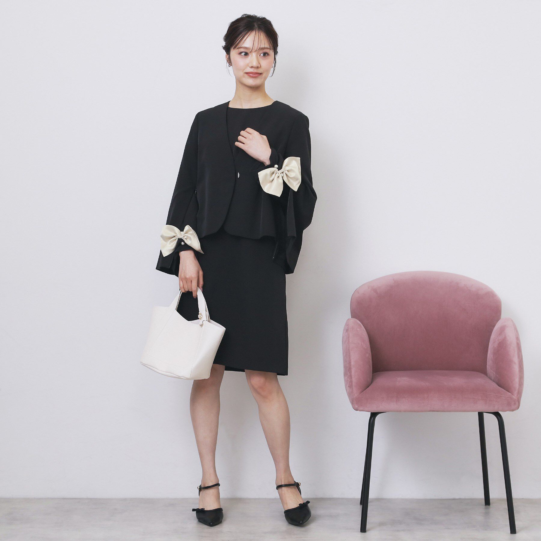 index「ダブルクロスリボンスリーブワンピース【洗濯機OK】」|ワンピース|