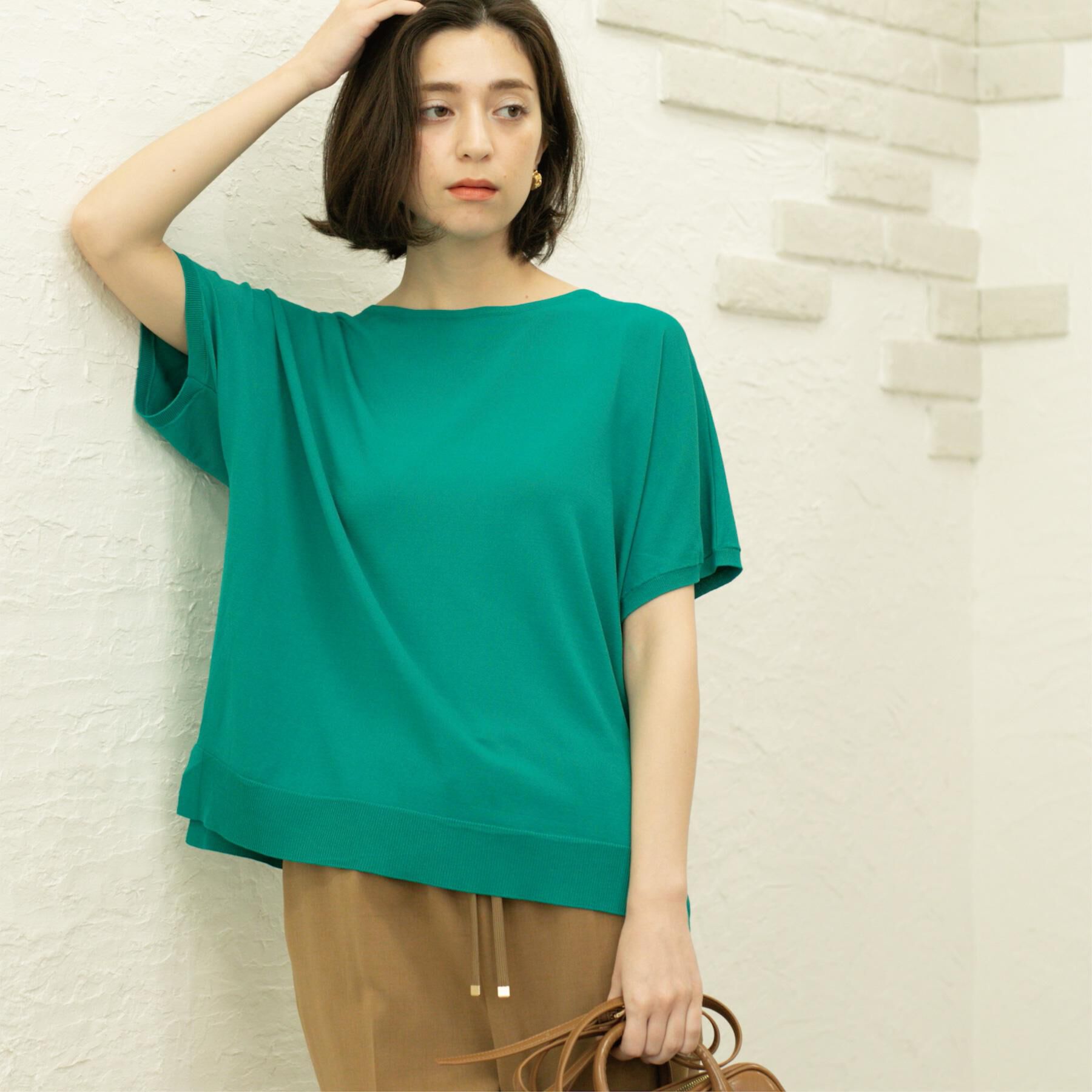 OPAQUE.CLIP「《6色展開/S-LLサイズ》ドルマンスリーブニット【UV/接触冷感/洗濯機洗い可/抗ピル】」|ニット・セーター|