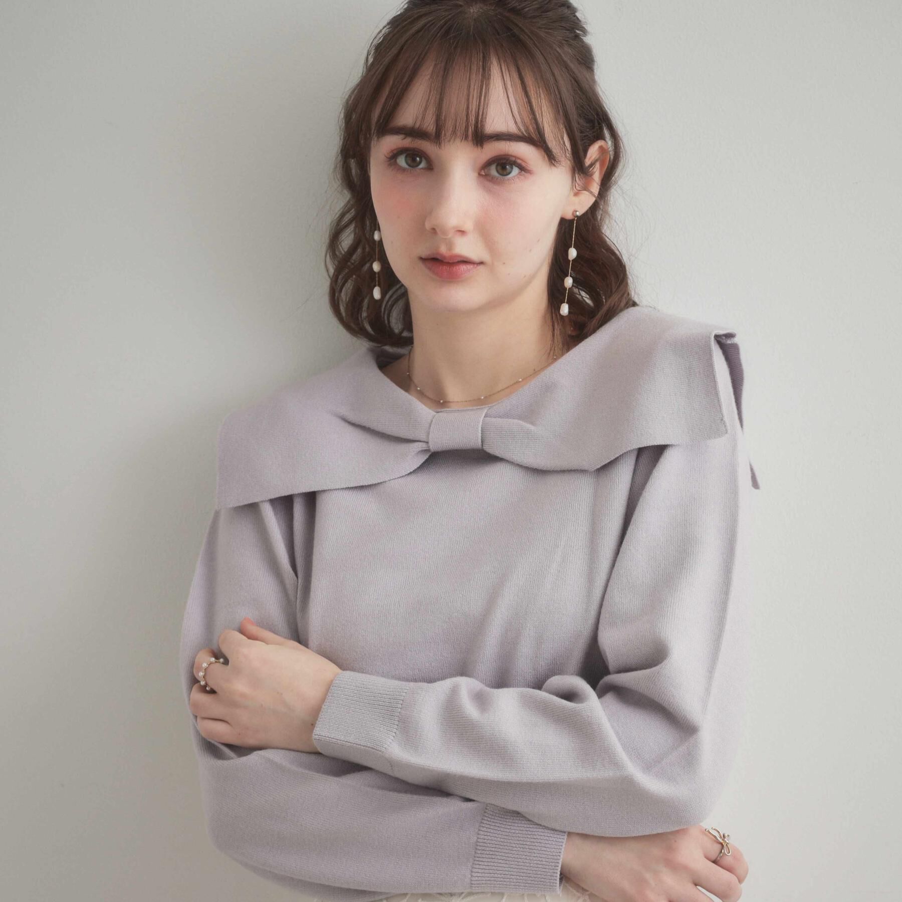 Couture broach「リボンカラーデザインニット」|ニット・セーター|