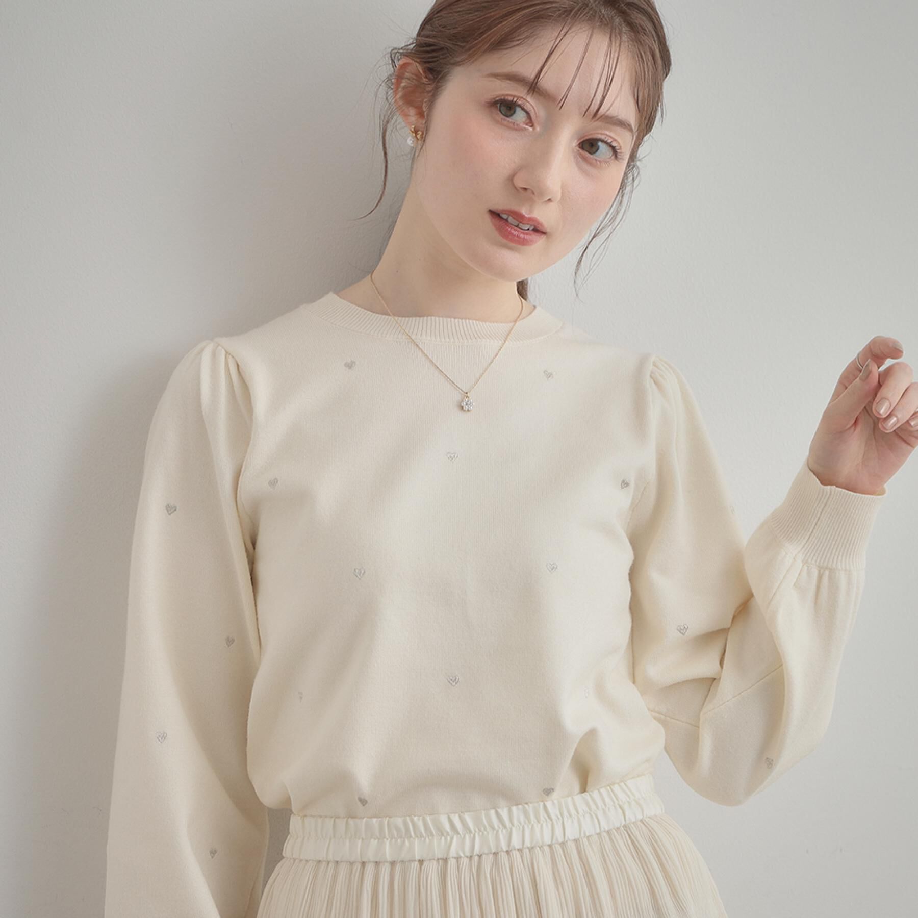 Couture broach「【着映え】ハートドットラメ刺繍ニット」|ニット・セーター|