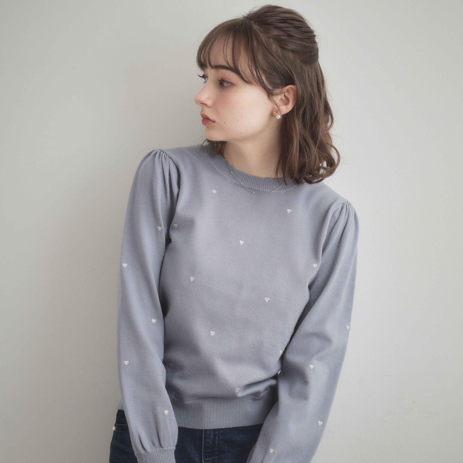 Couture broach「【着映え】ハートドットラメ刺繍ニット」|ニット・セーター|