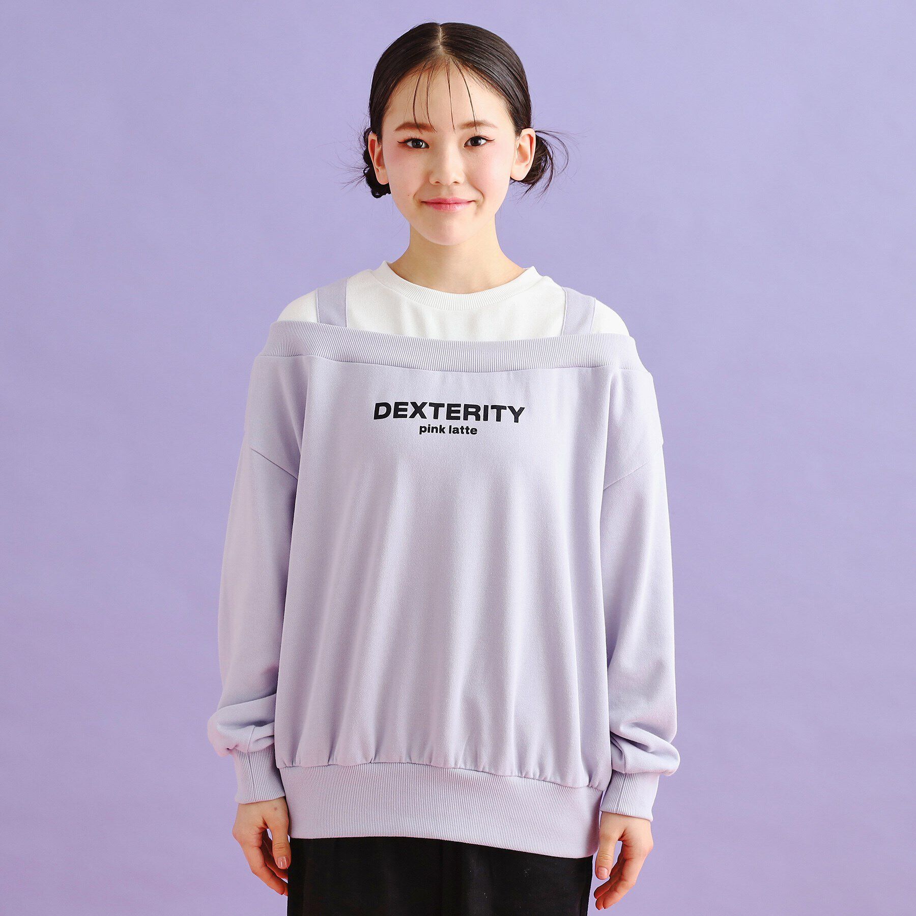 PINK-latte「ミニ裏毛レイヤードプルオーバー」|Tシャツ・カットソー|