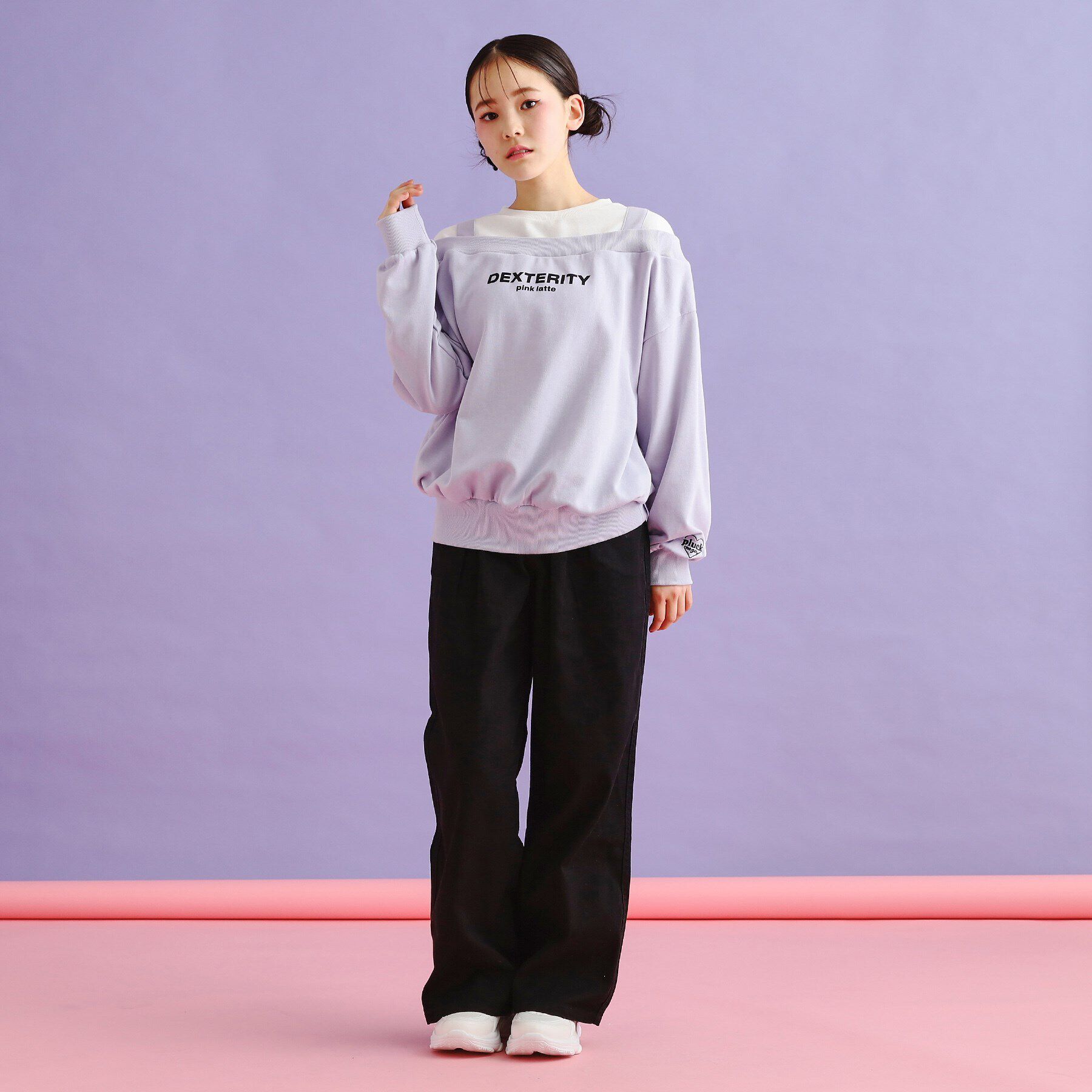 PINK-latte「ミニ裏毛レイヤードプルオーバー」|Tシャツ・カットソー|