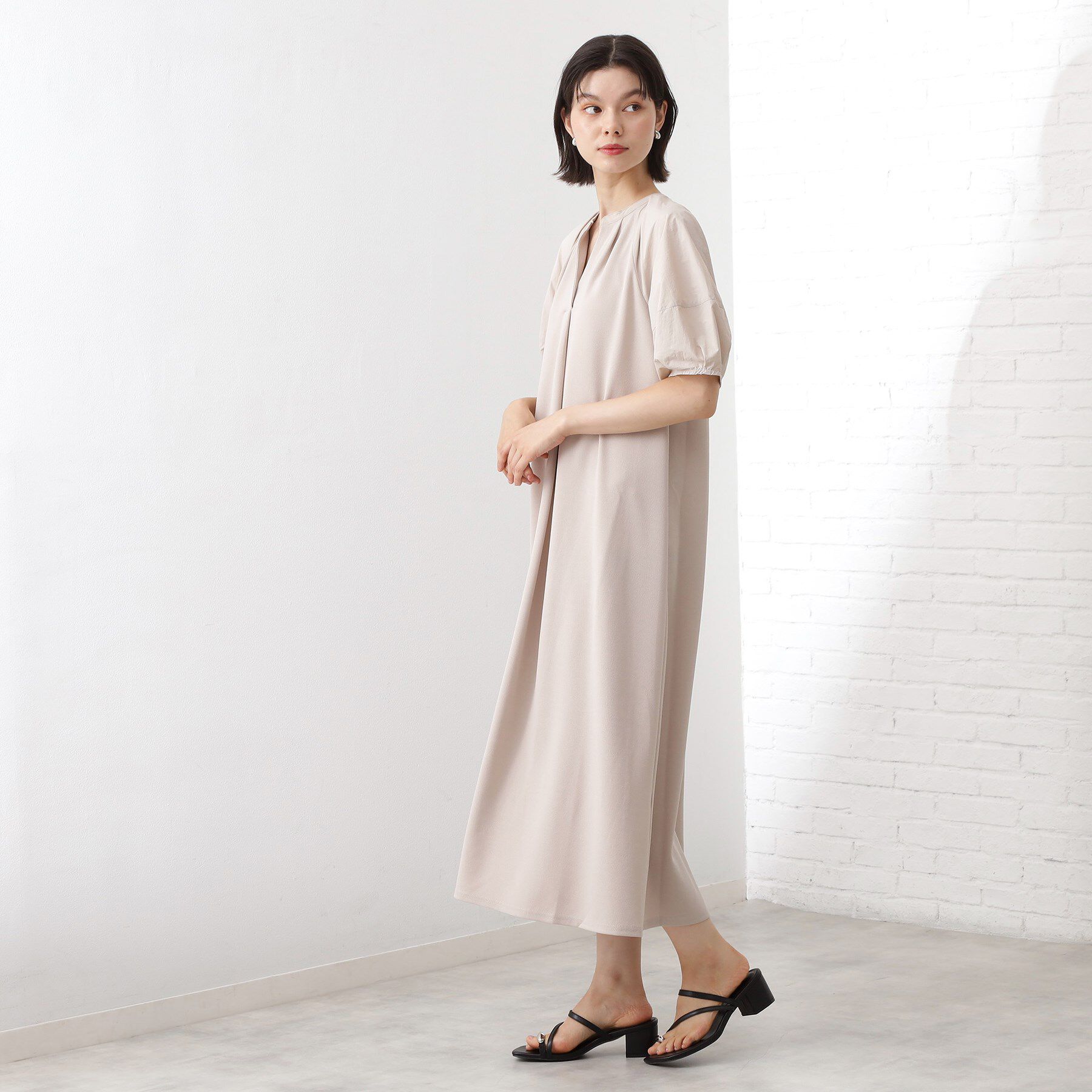 THE SHOP TK「【WEB限定】ドッキングカットソーワンピース【洗える】」|ワンピース|ライトグレー(911