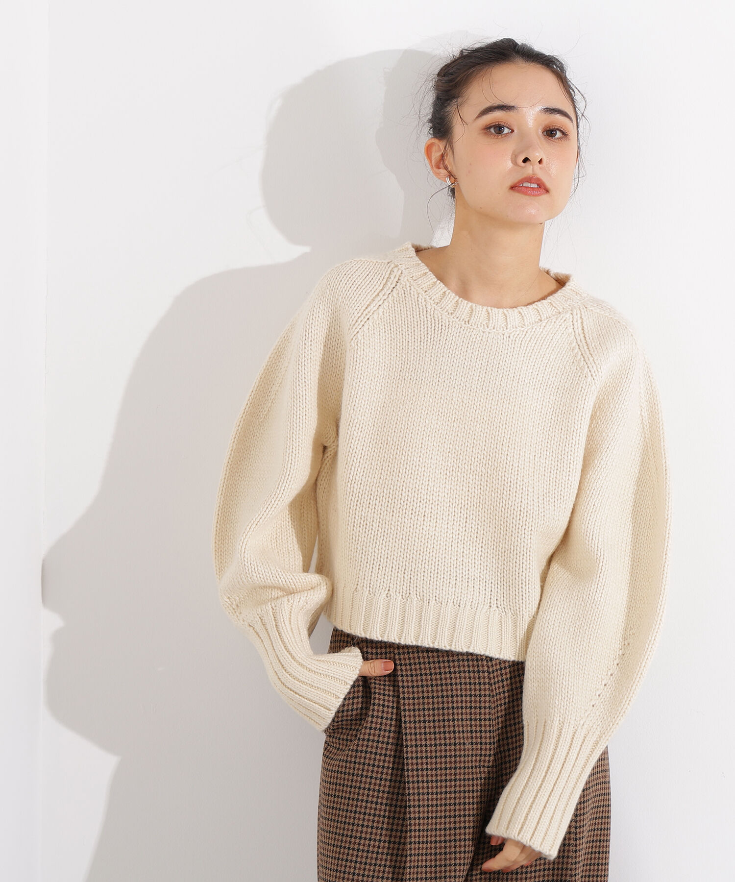  「ミドルゲージフォルムニット」|ニット・セーター|オフホワイト1