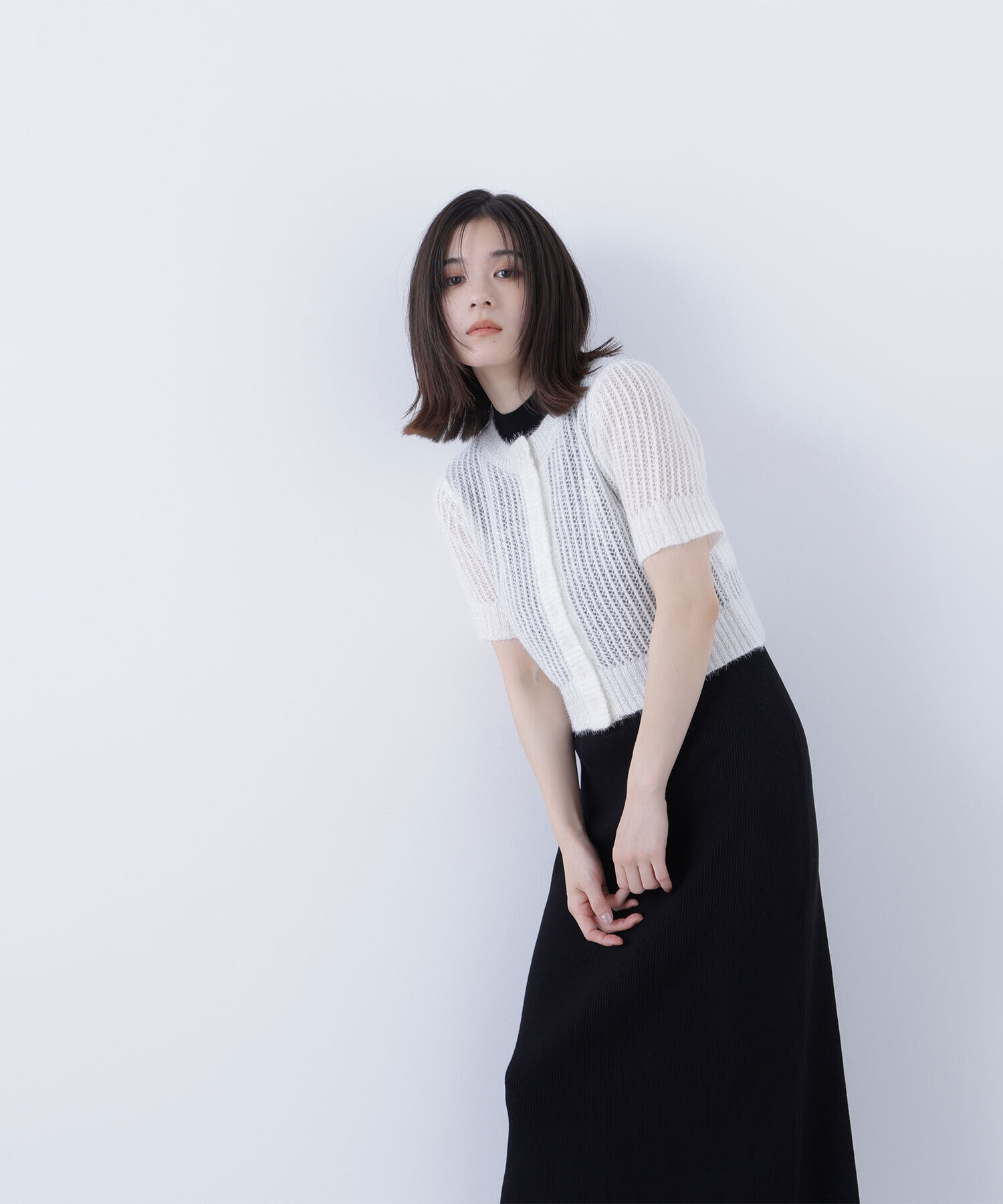  「フィルムラメカーデセットニットワンピース」|ワンピース|