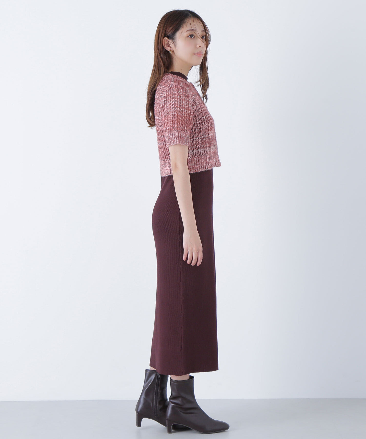  「フィルムラメカーデセットニットワンピース」|ワンピース|