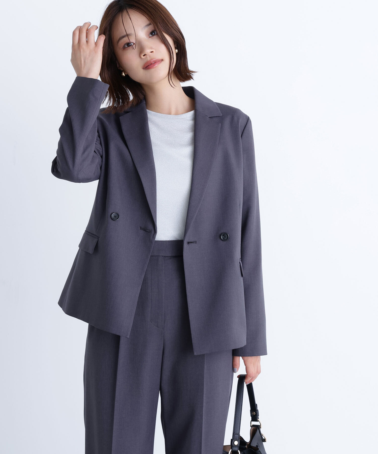  「パウダリーツイルセットアップシリーズ　ダブルテーラードジャケット」|その他|