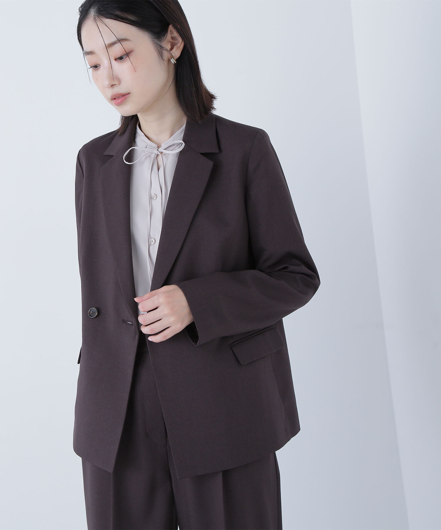  「パウダリーツイルセットアップシリーズ　ダブルテーラードジャケット」|その他|