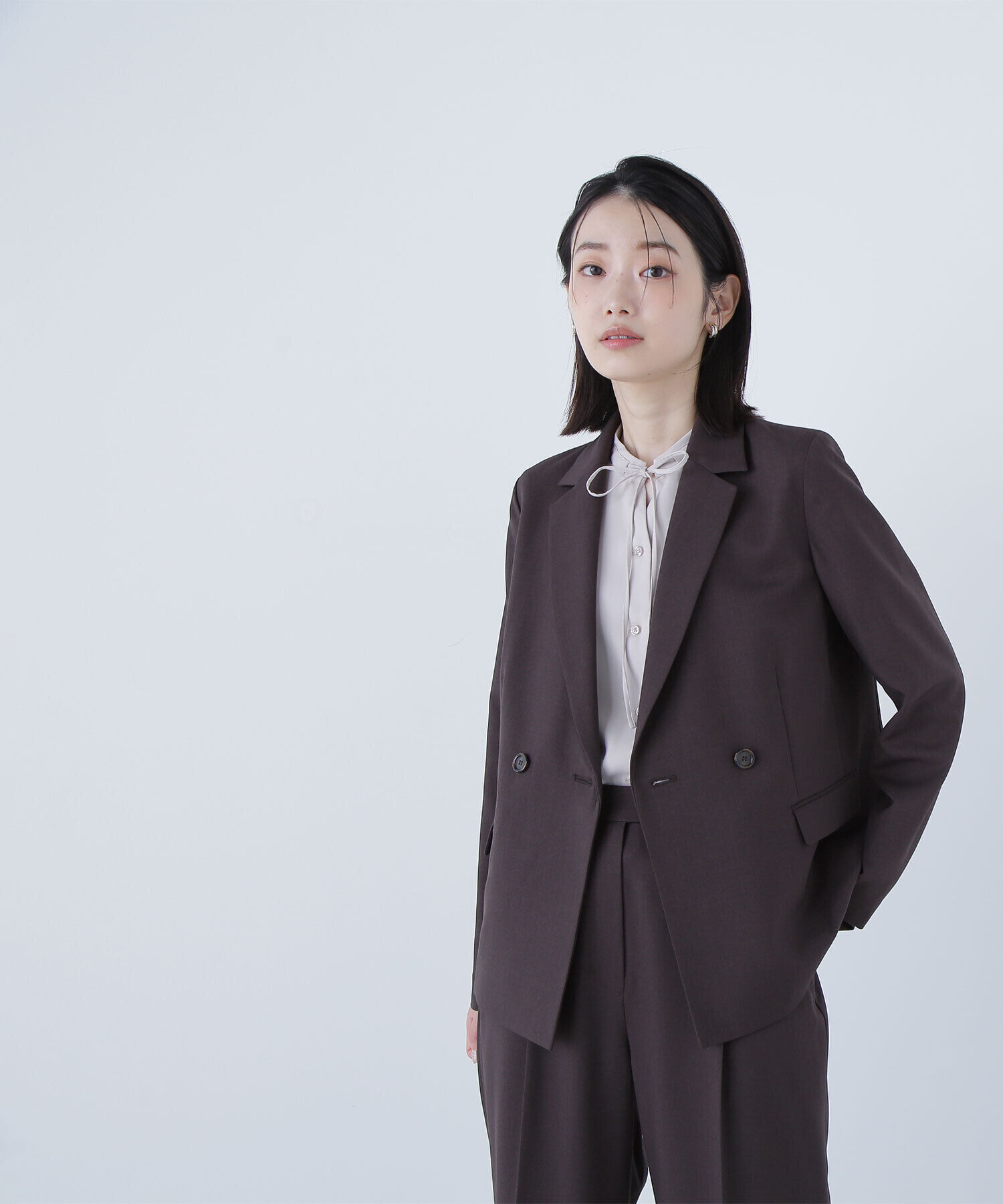  「パウダリーツイルセットアップシリーズ　ダブルテーラードジャケット」|その他|