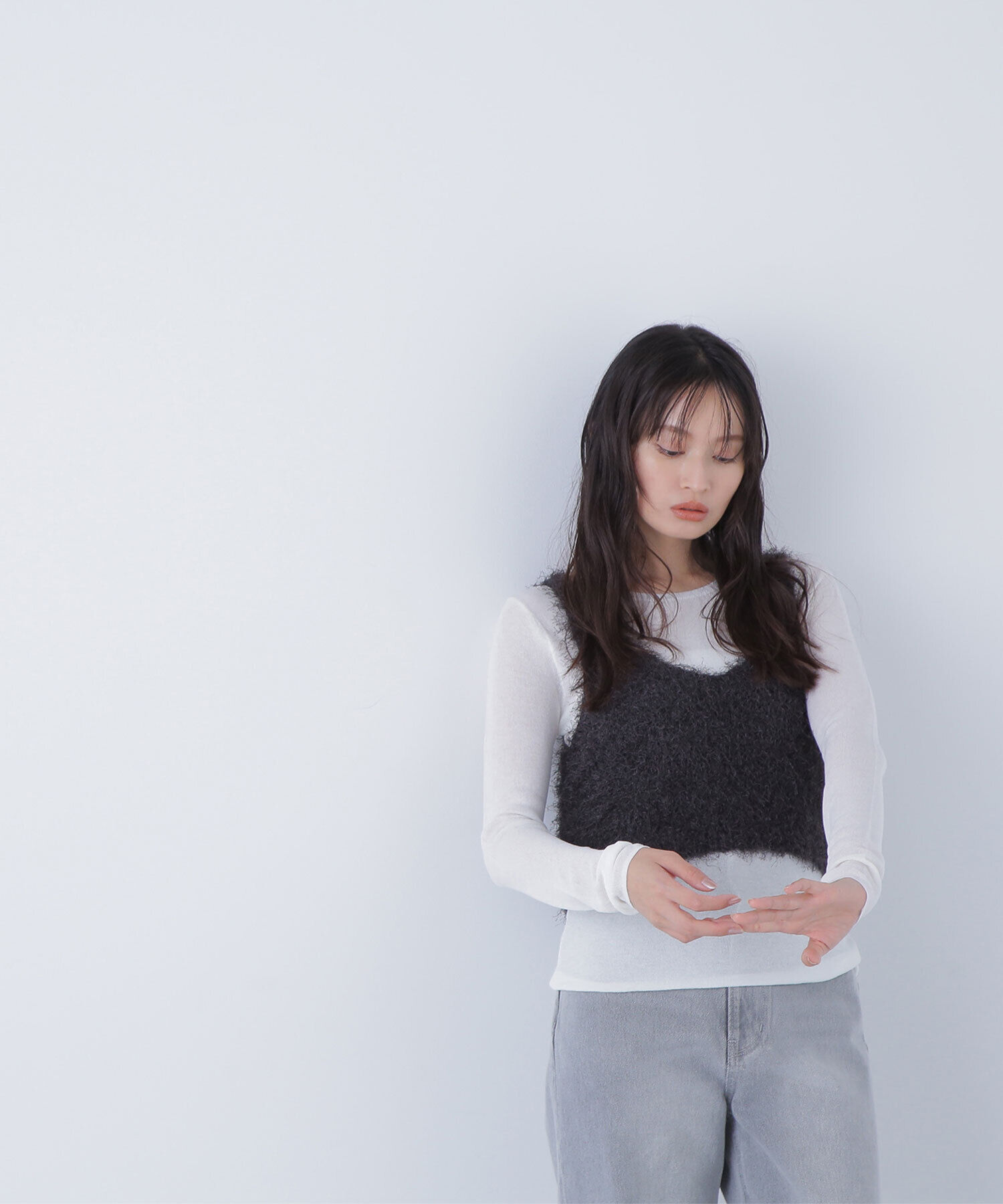  「シアーレイヤードフリンジベストセット」|ニット・セーター|