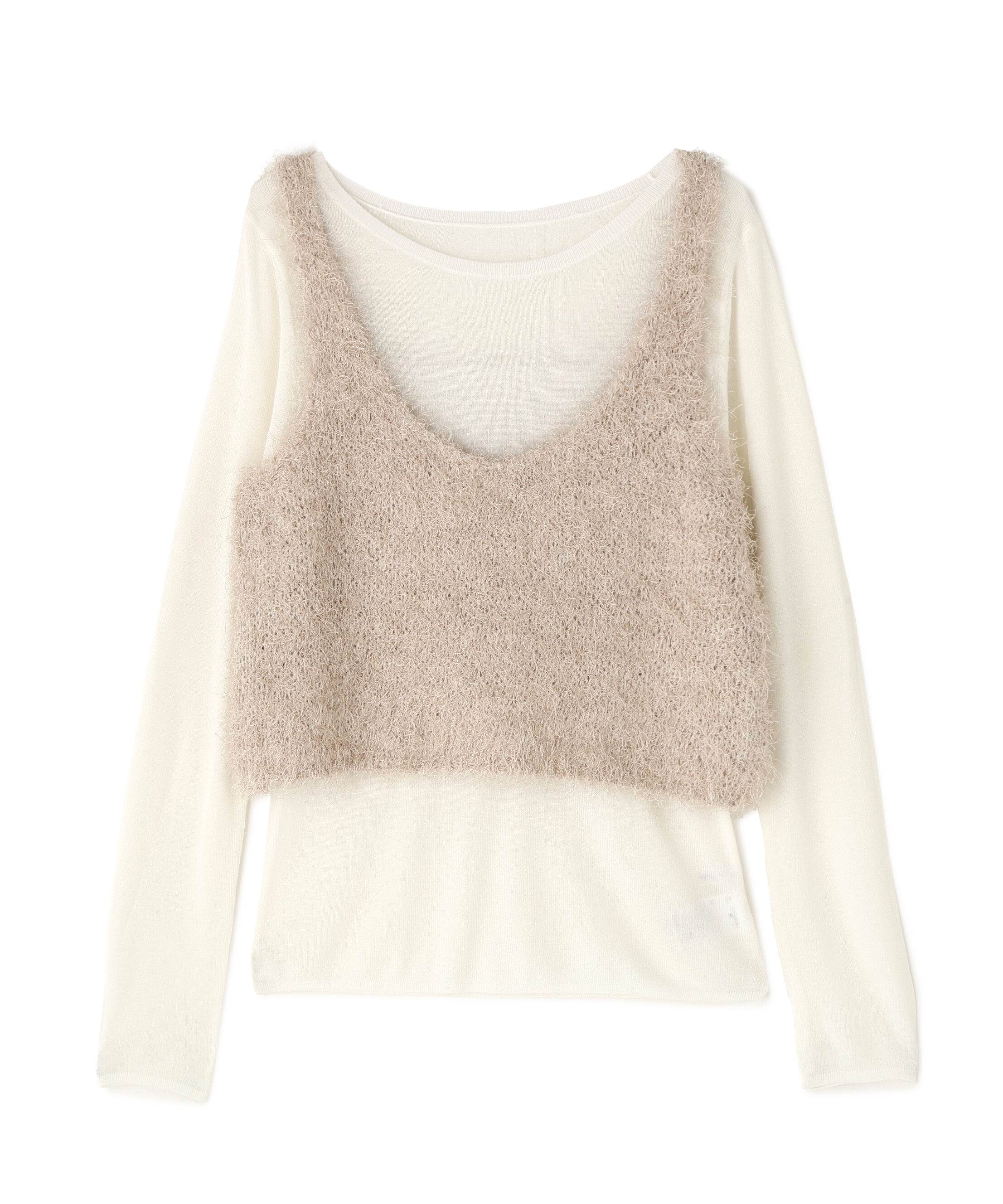  「シアーレイヤードフリンジベストセット」|ニット・セーター|