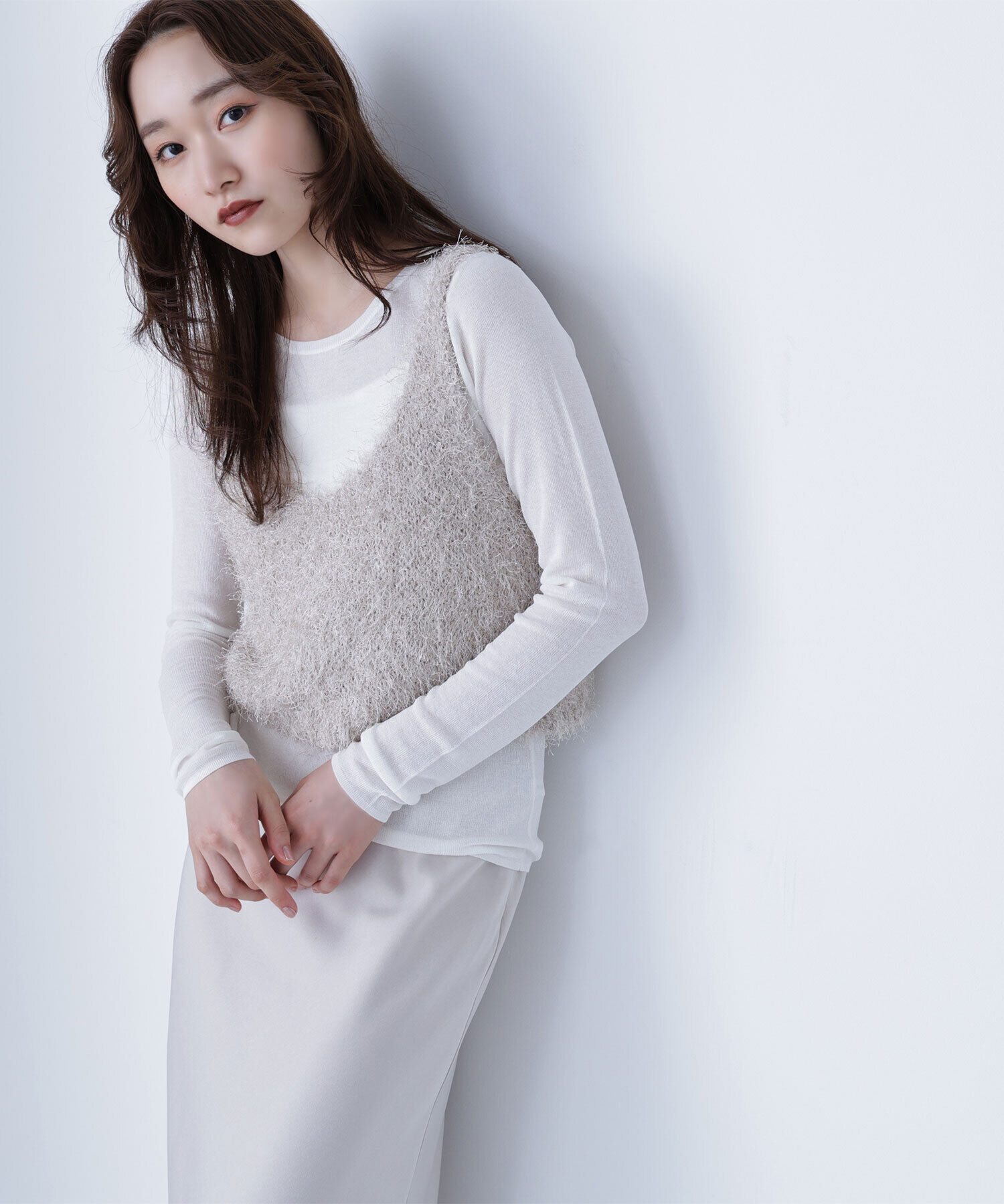  「シアーレイヤードフリンジベストセット」|ニット・セーター|