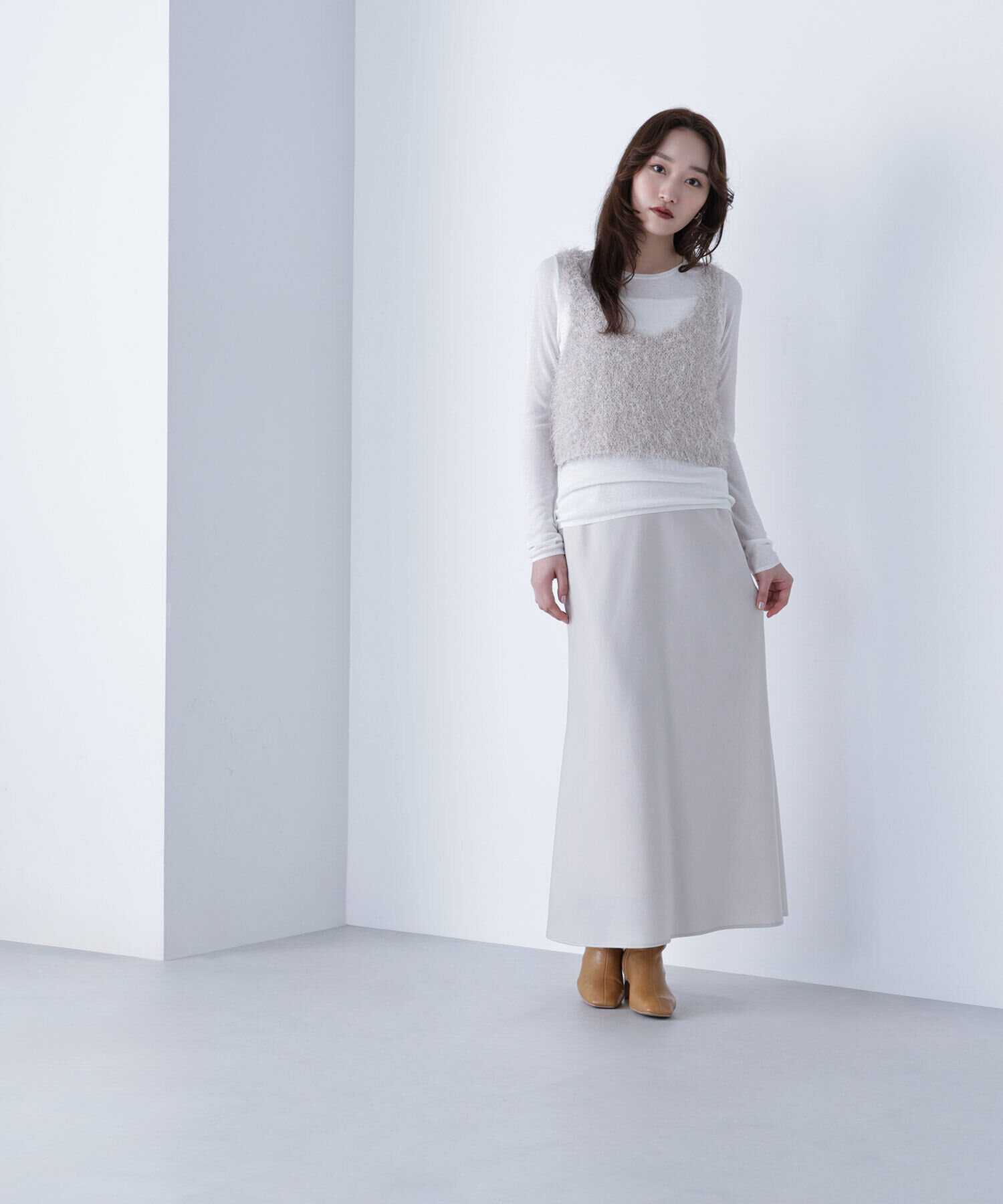  「シアーレイヤードフリンジベストセット」|ニット・セーター|