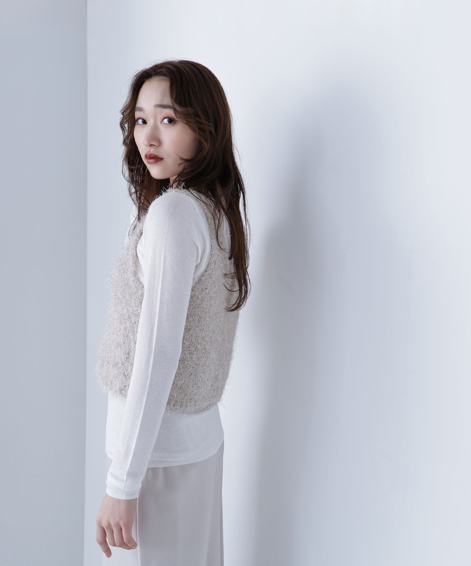  「シアーレイヤードフリンジベストセット」|ニット・セーター|