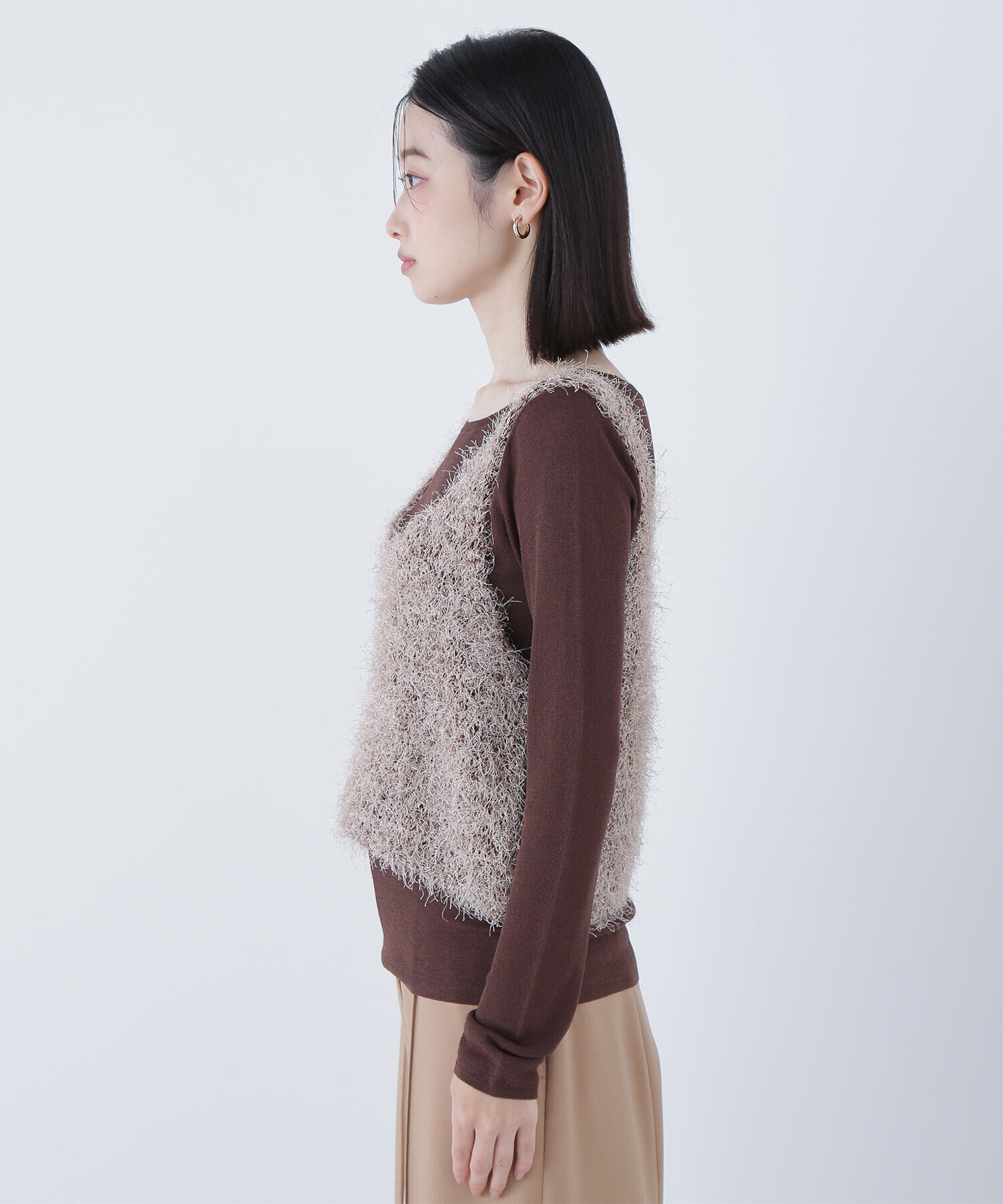  「シアーレイヤードフリンジベストセット」|ニット・セーター|
