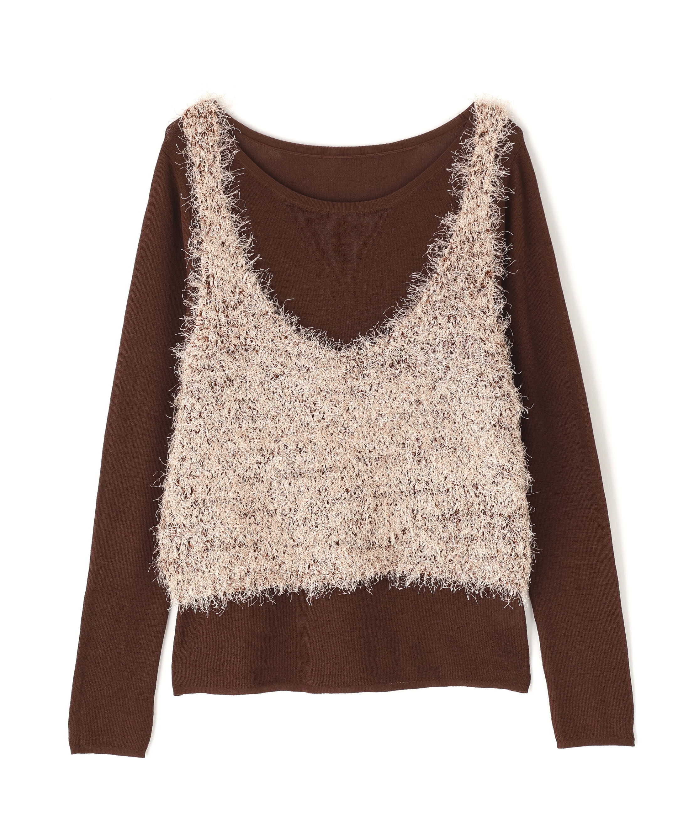  「シアーレイヤードフリンジベストセット」|ニット・セーター|