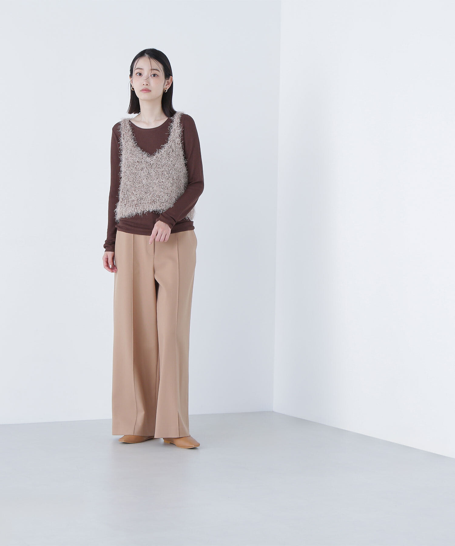  「シアーレイヤードフリンジベストセット」|ニット・セーター|