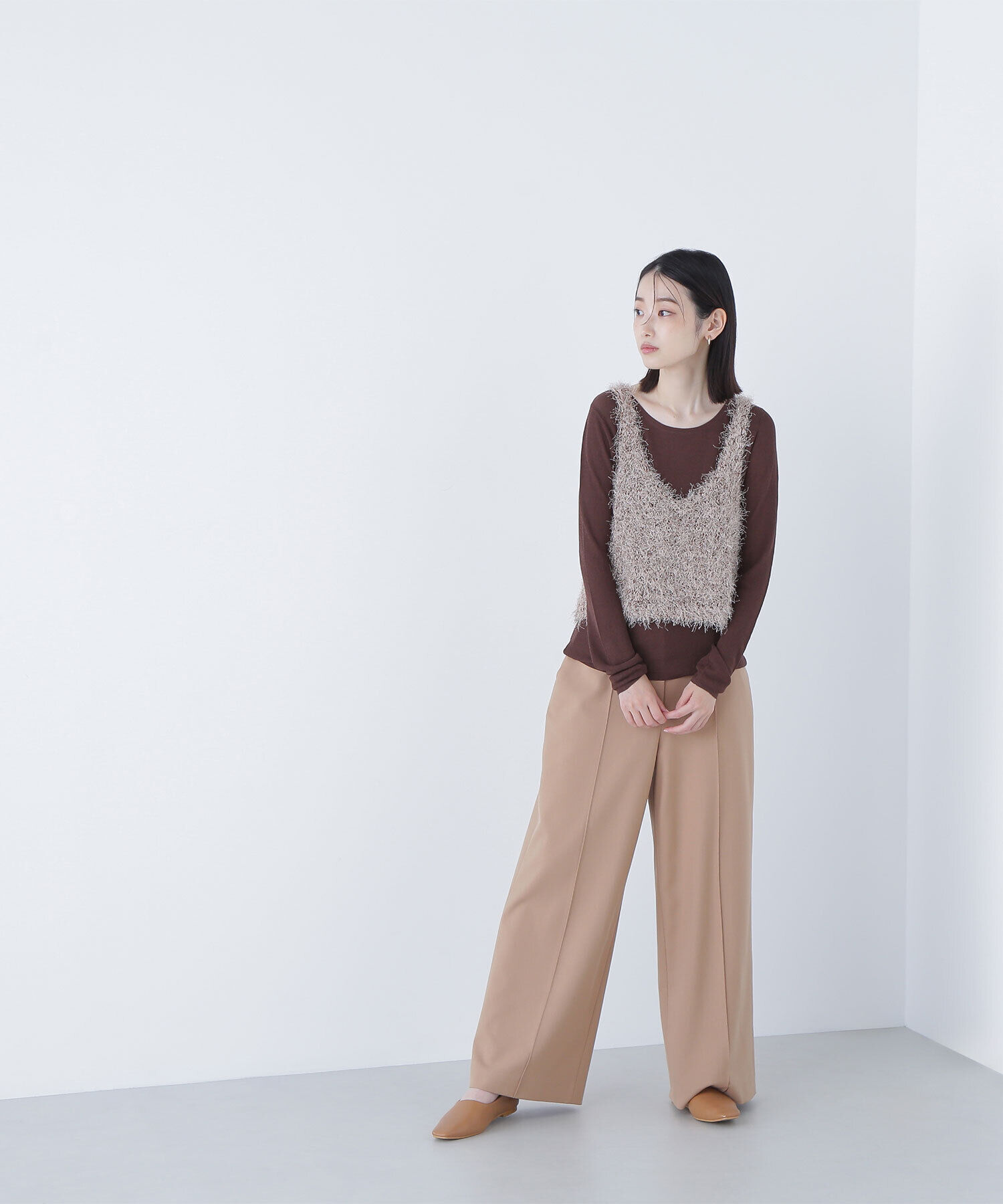  「シアーレイヤードフリンジベストセット」|ニット・セーター|