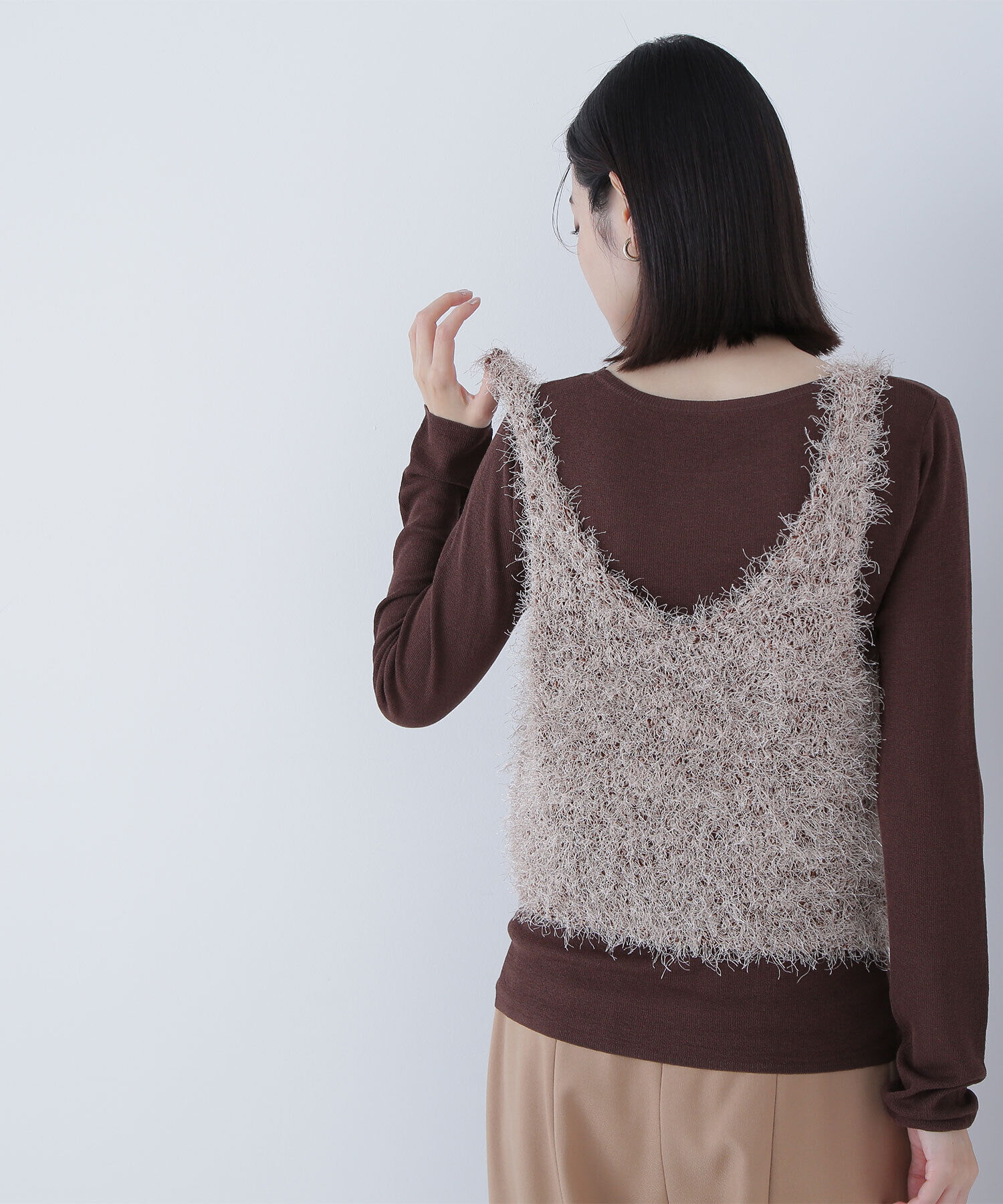  「シアーレイヤードフリンジベストセット」|ニット・セーター|