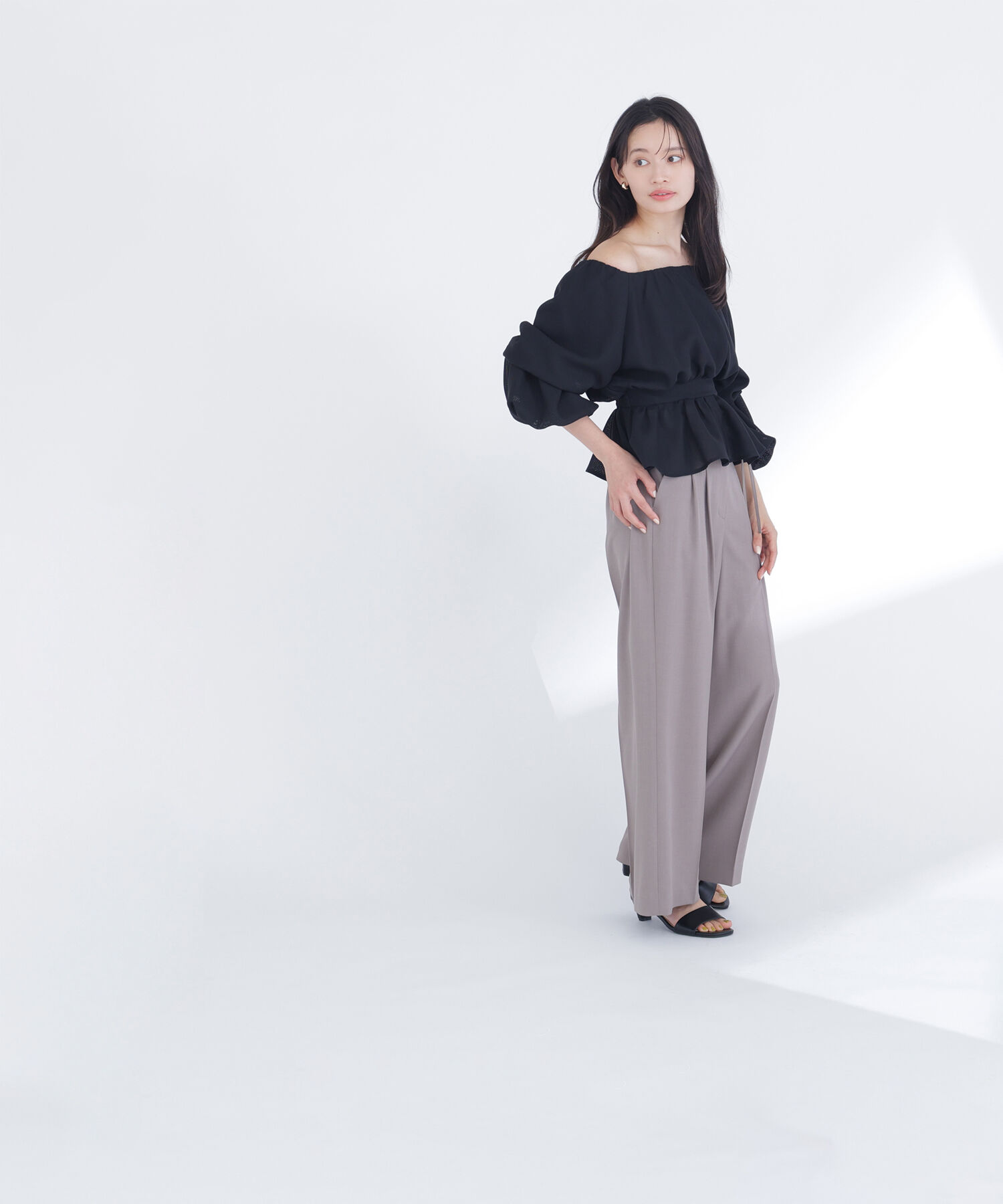  「メッシュギャザーペプラムブラウス」|シャツ・ブラウス|