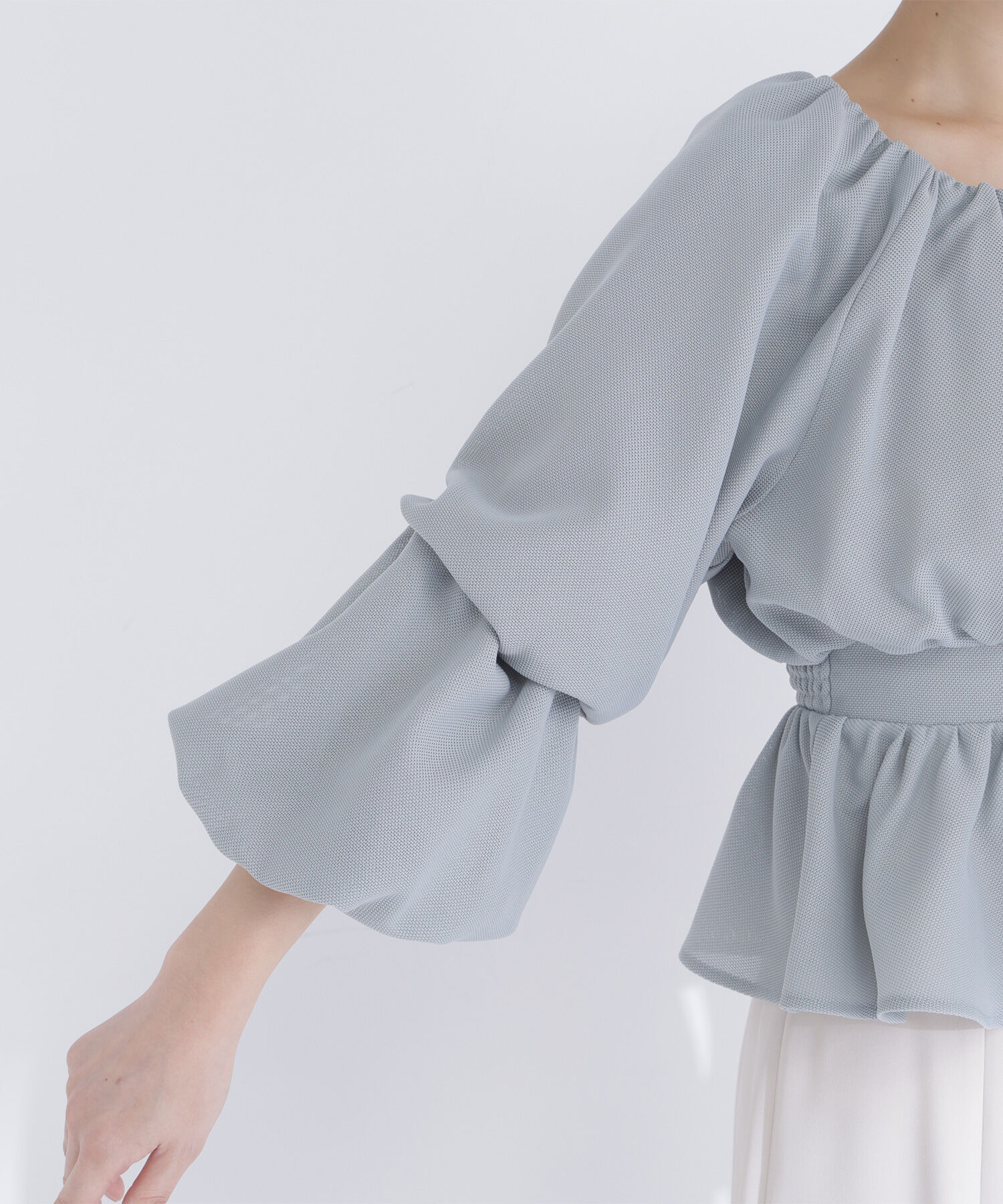  「メッシュギャザーペプラムブラウス」|シャツ・ブラウス|
