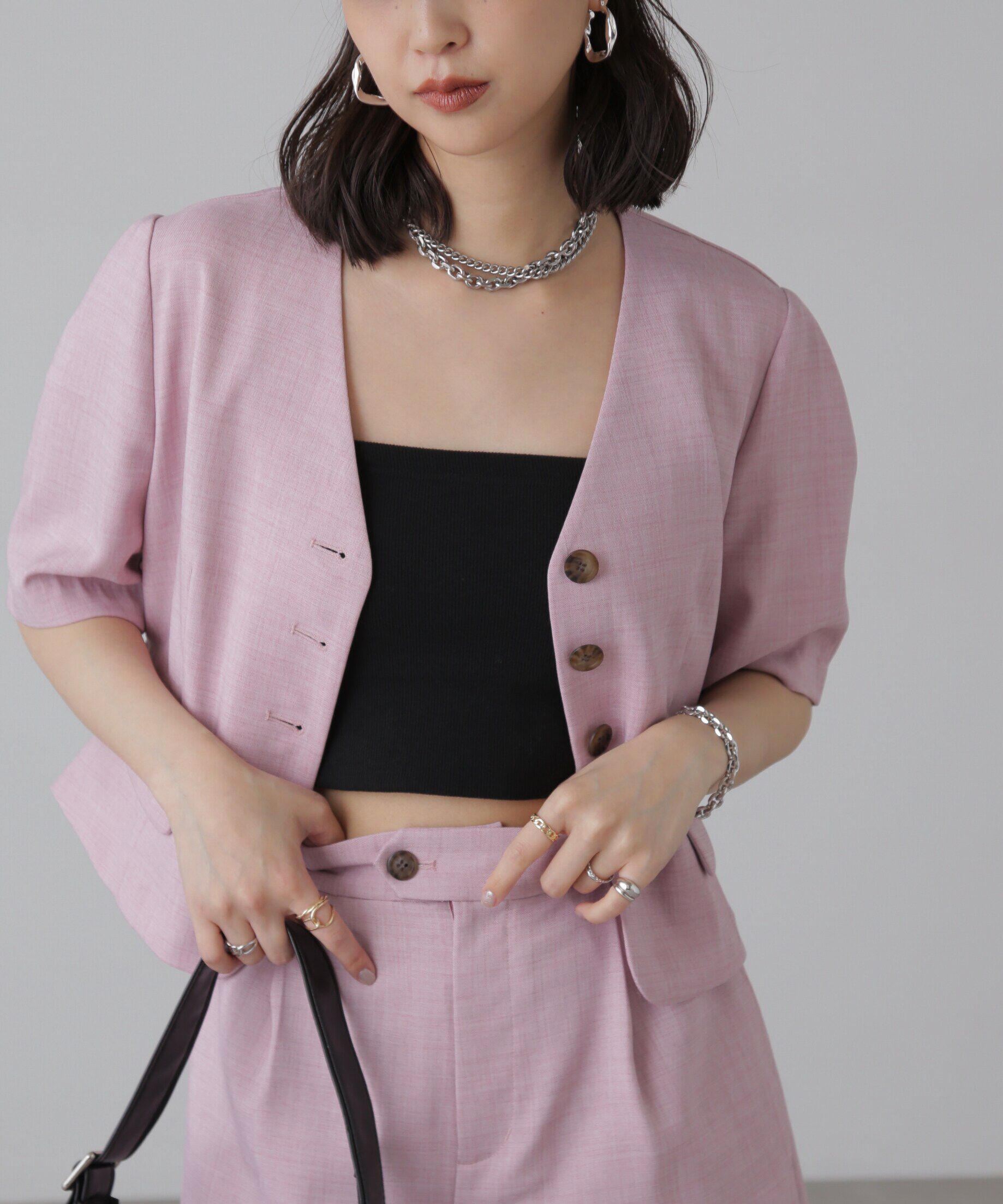  「〈セットアップ対応〉ショート丈ジャケット」|その他|ピンク