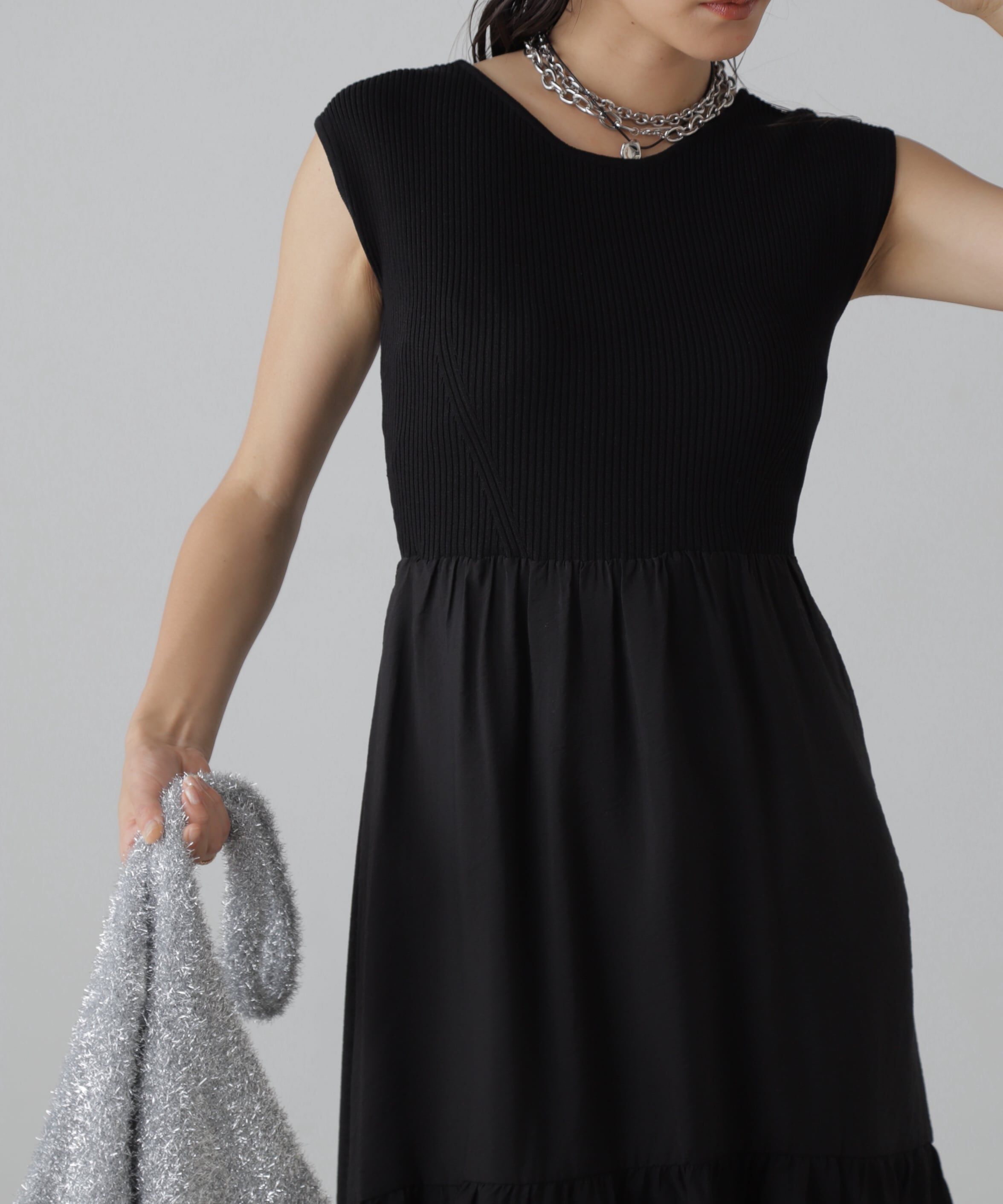  「ニットドッキングバックリボンワンピース」|ワンピース|