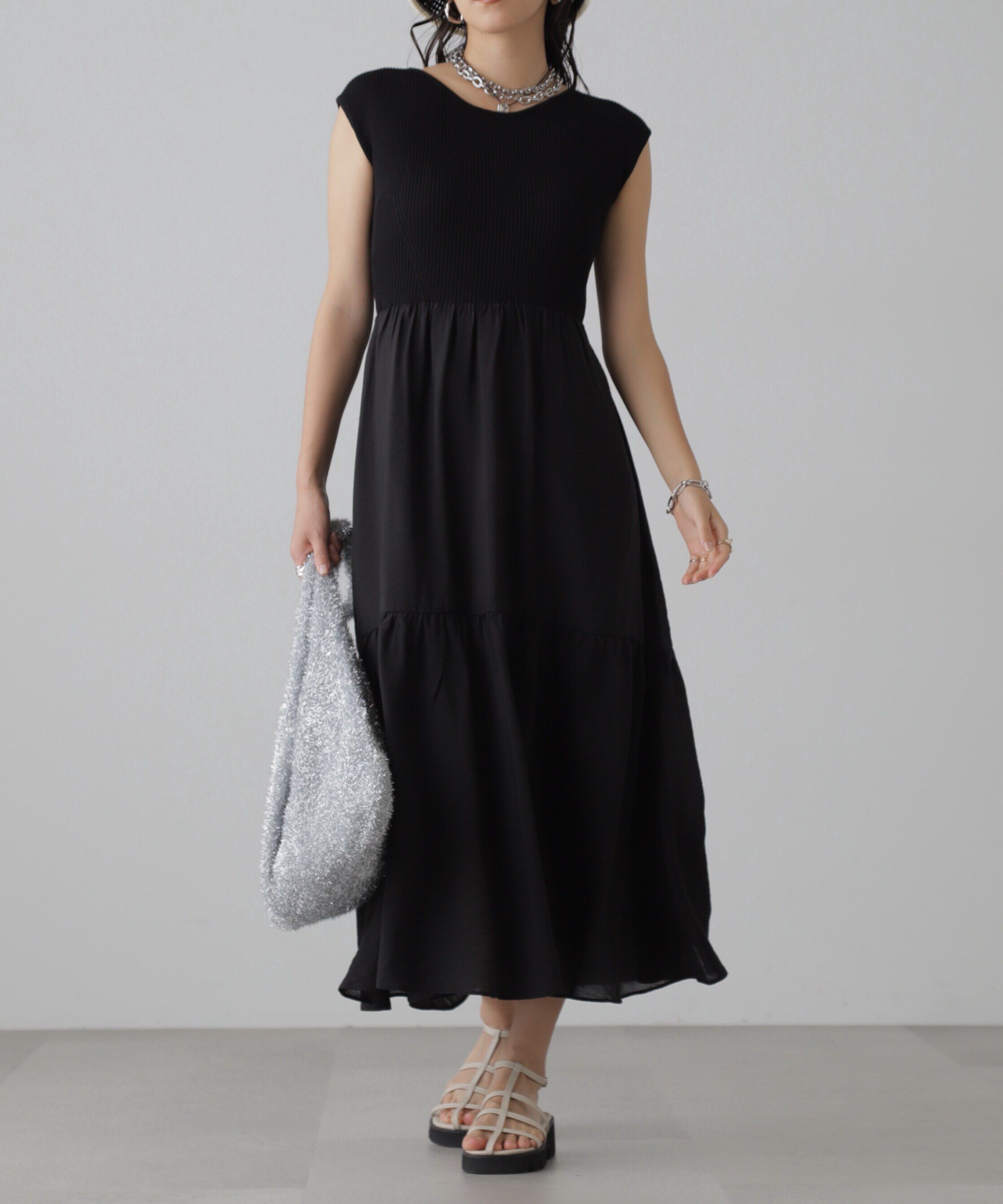  「ニットドッキングバックリボンワンピース」|ワンピース|