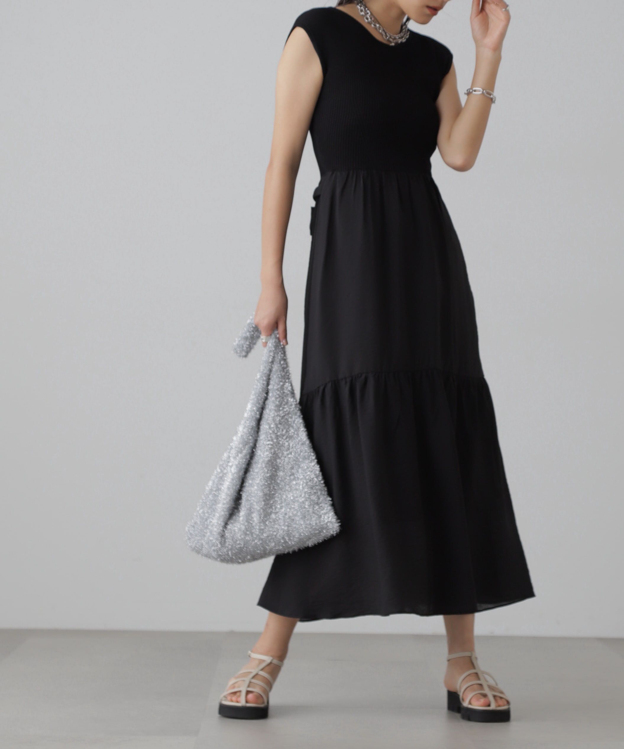  「ニットドッキングバックリボンワンピース」|ワンピース|