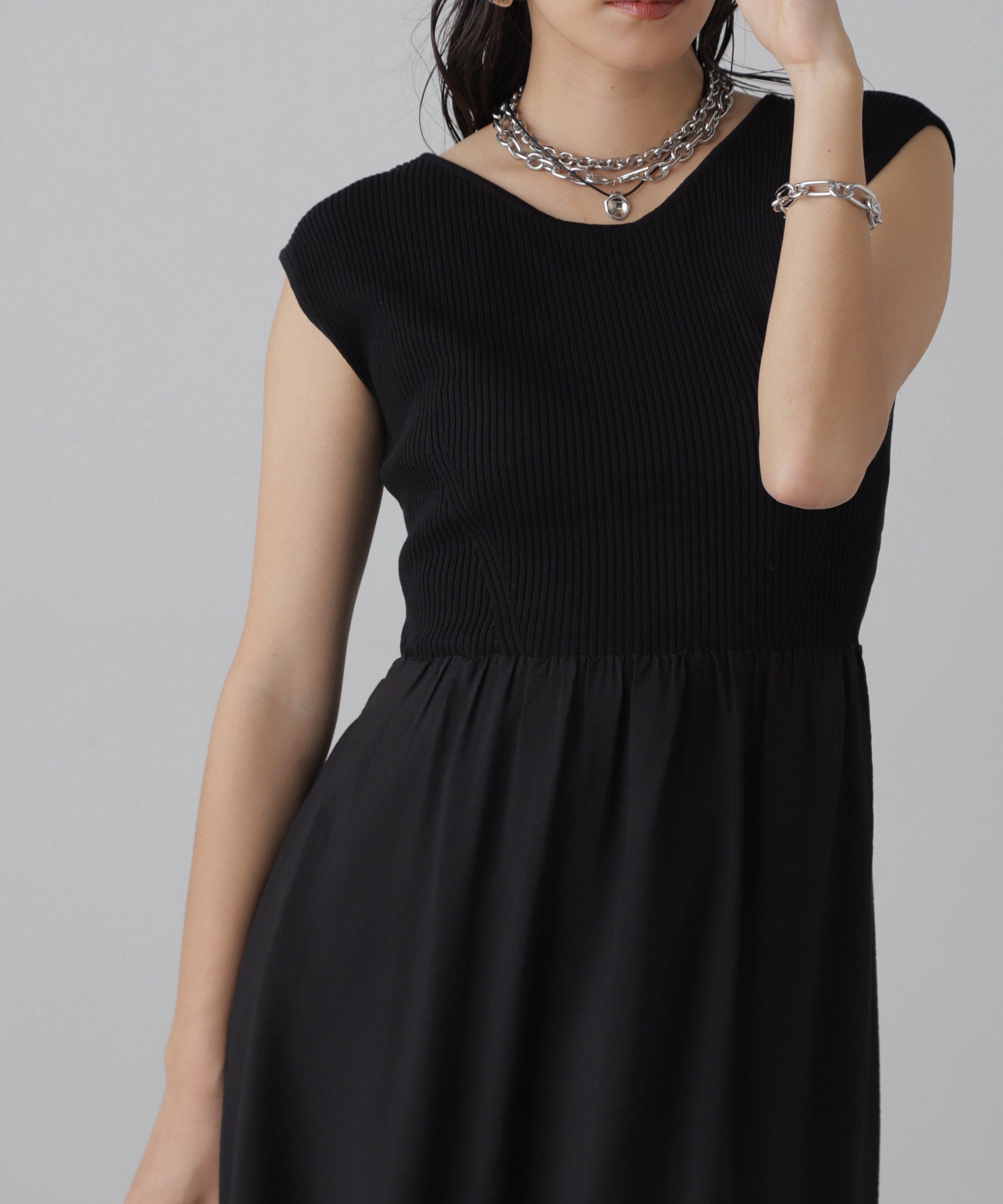  「ニットドッキングバックリボンワンピース」|ワンピース|