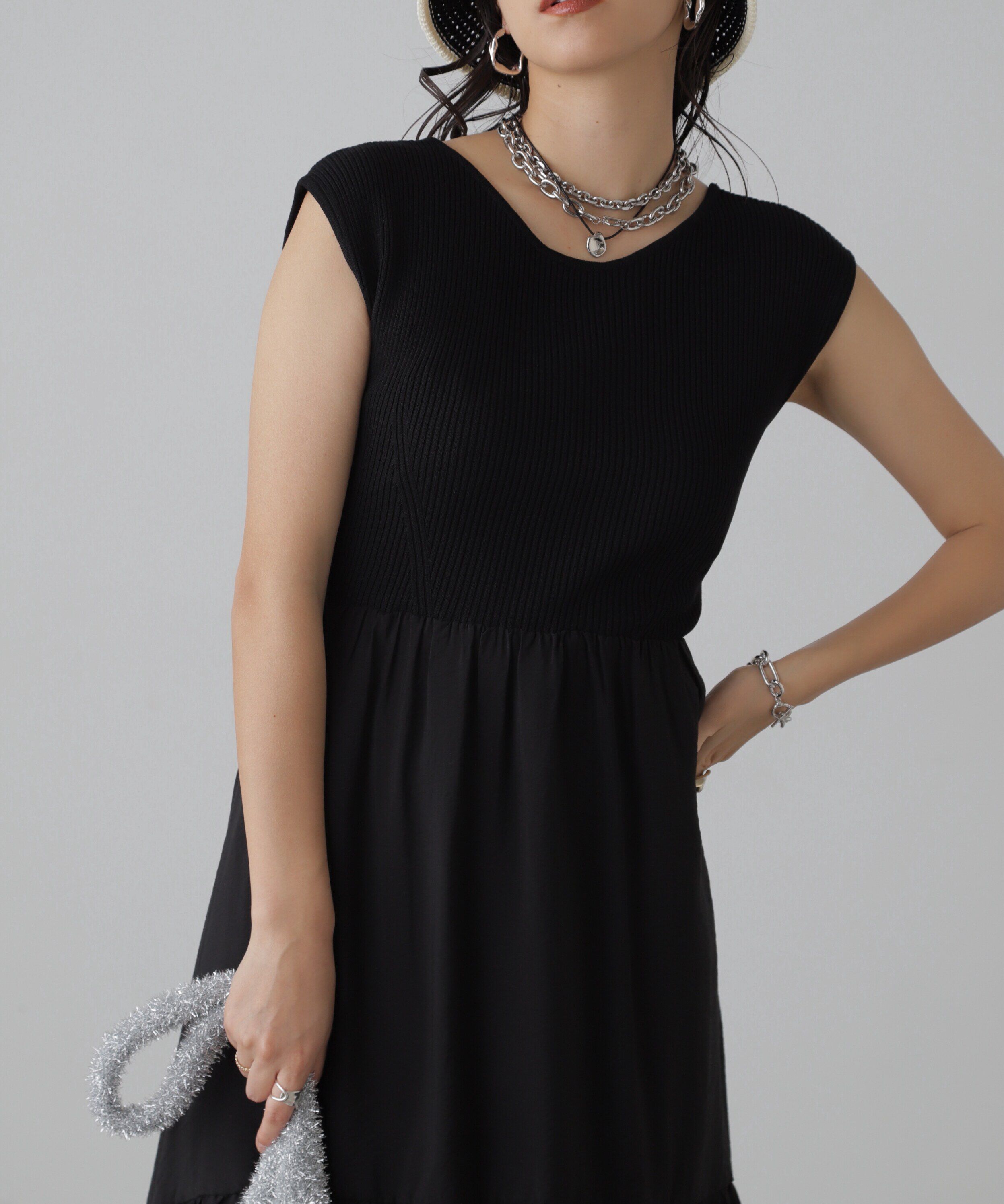  「ニットドッキングバックリボンワンピース」|ワンピース|