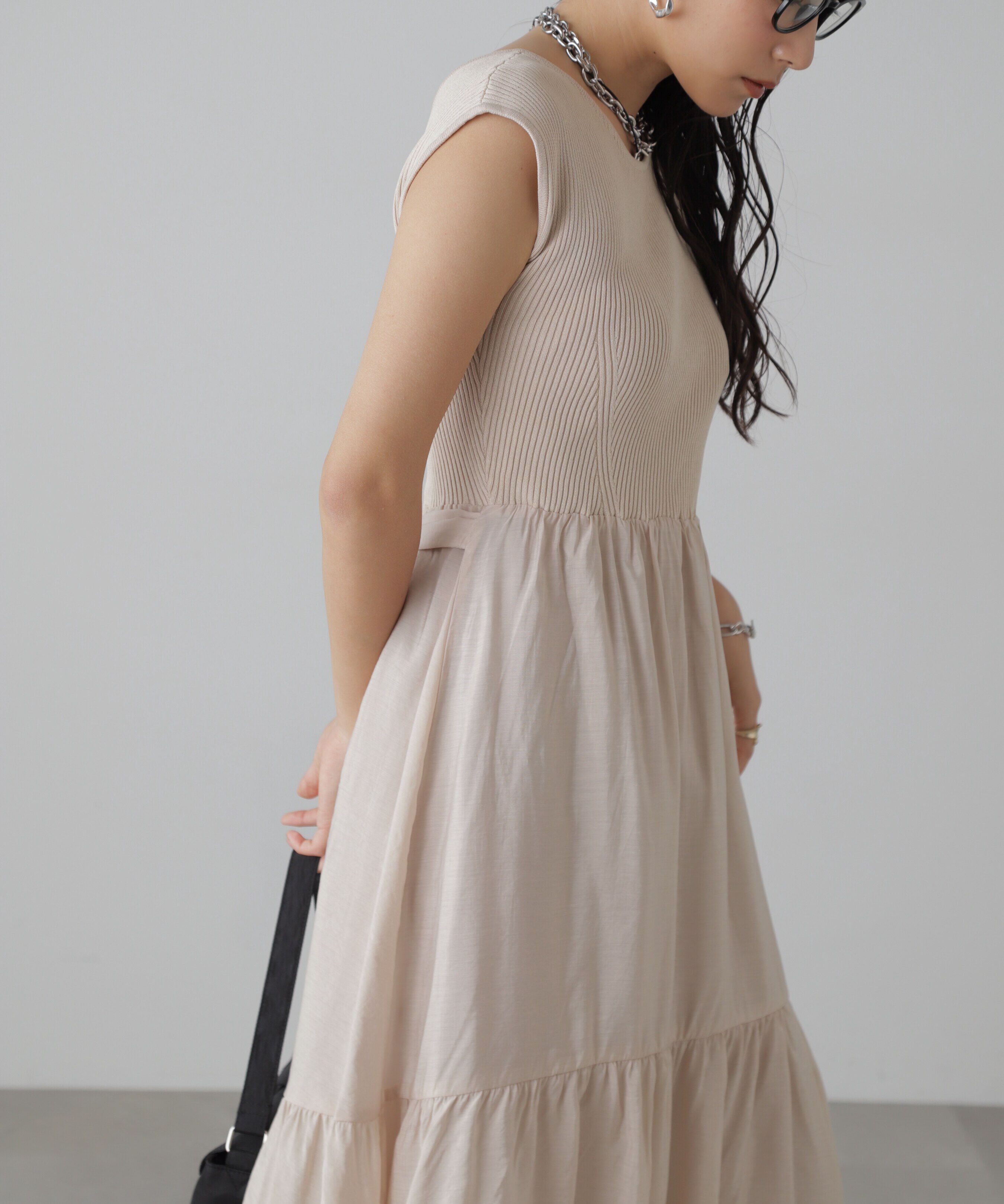  「ニットドッキングバックリボンワンピース」|ワンピース|