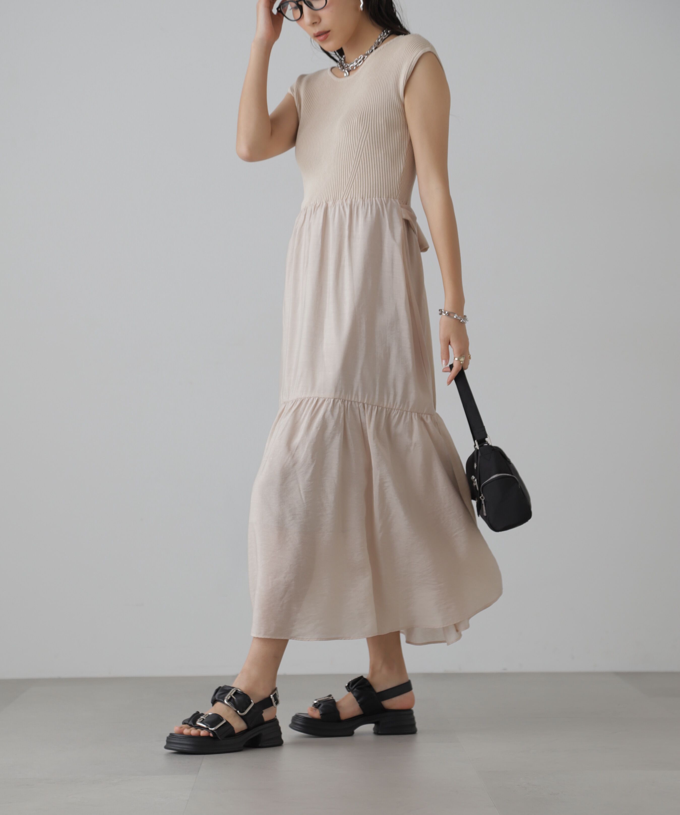  「ニットドッキングバックリボンワンピース」|ワンピース|