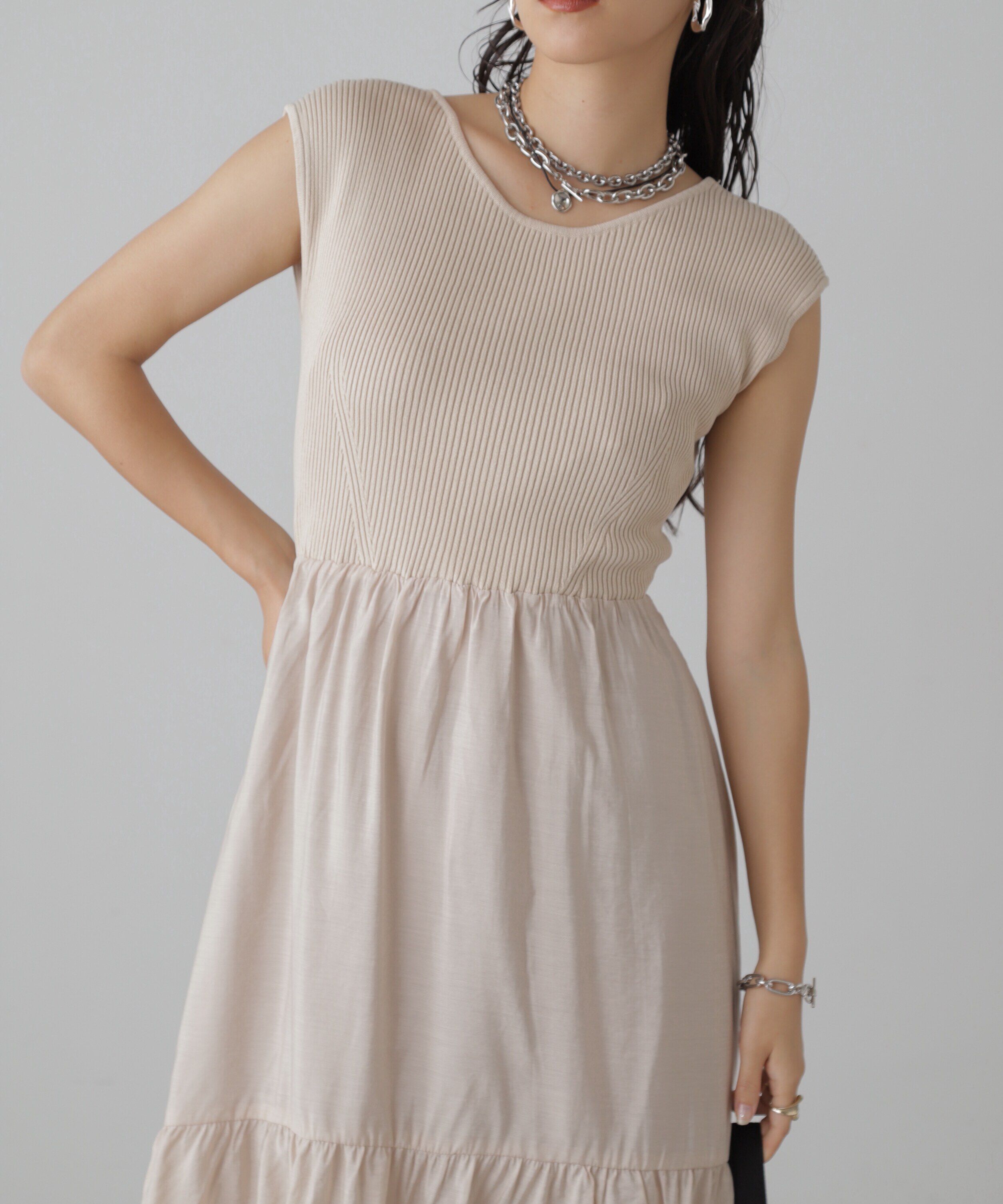  「ニットドッキングバックリボンワンピース」|ワンピース|