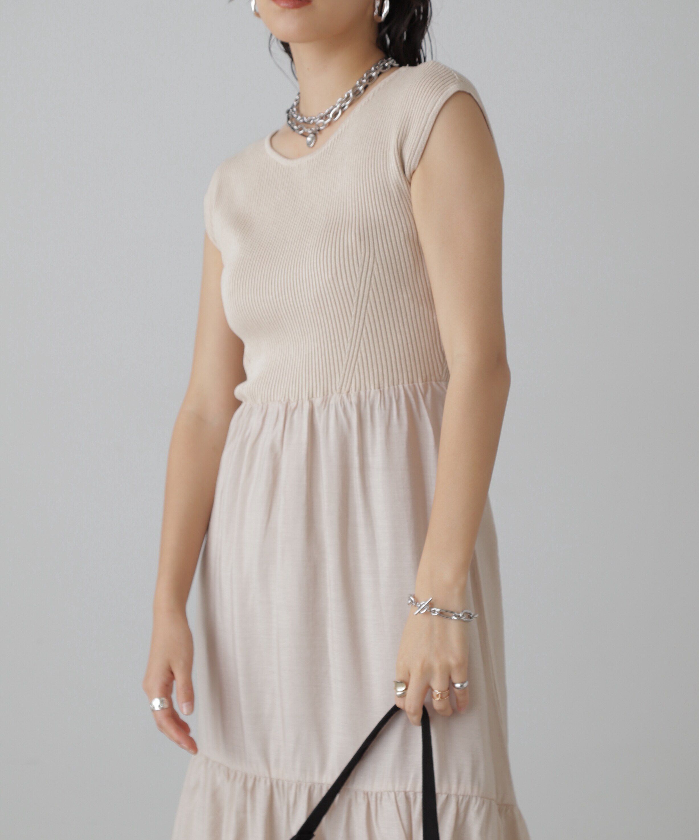  「ニットドッキングバックリボンワンピース」|ワンピース|