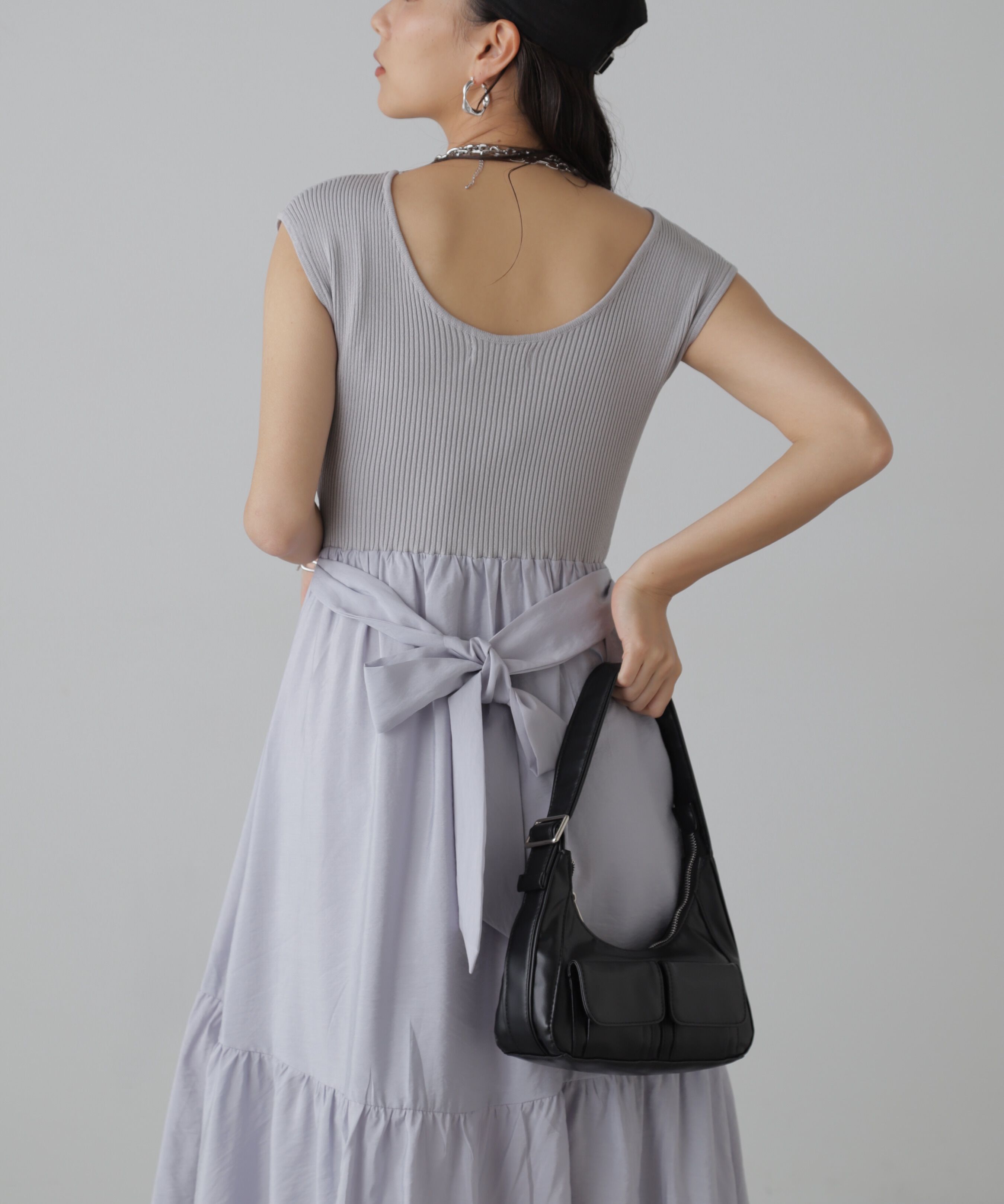  「ニットドッキングバックリボンワンピース」|ワンピース|