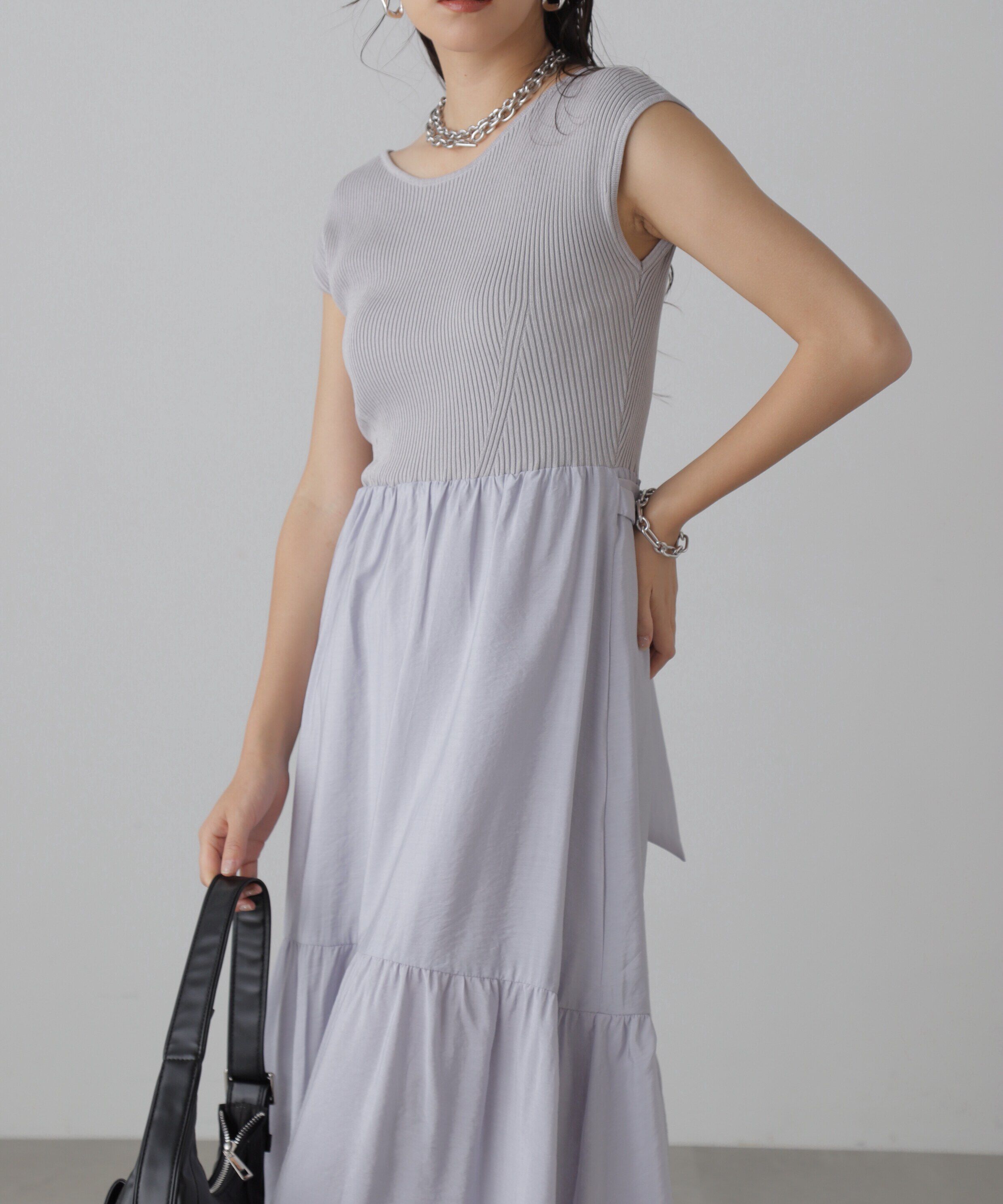  「ニットドッキングバックリボンワンピース」|ワンピース|