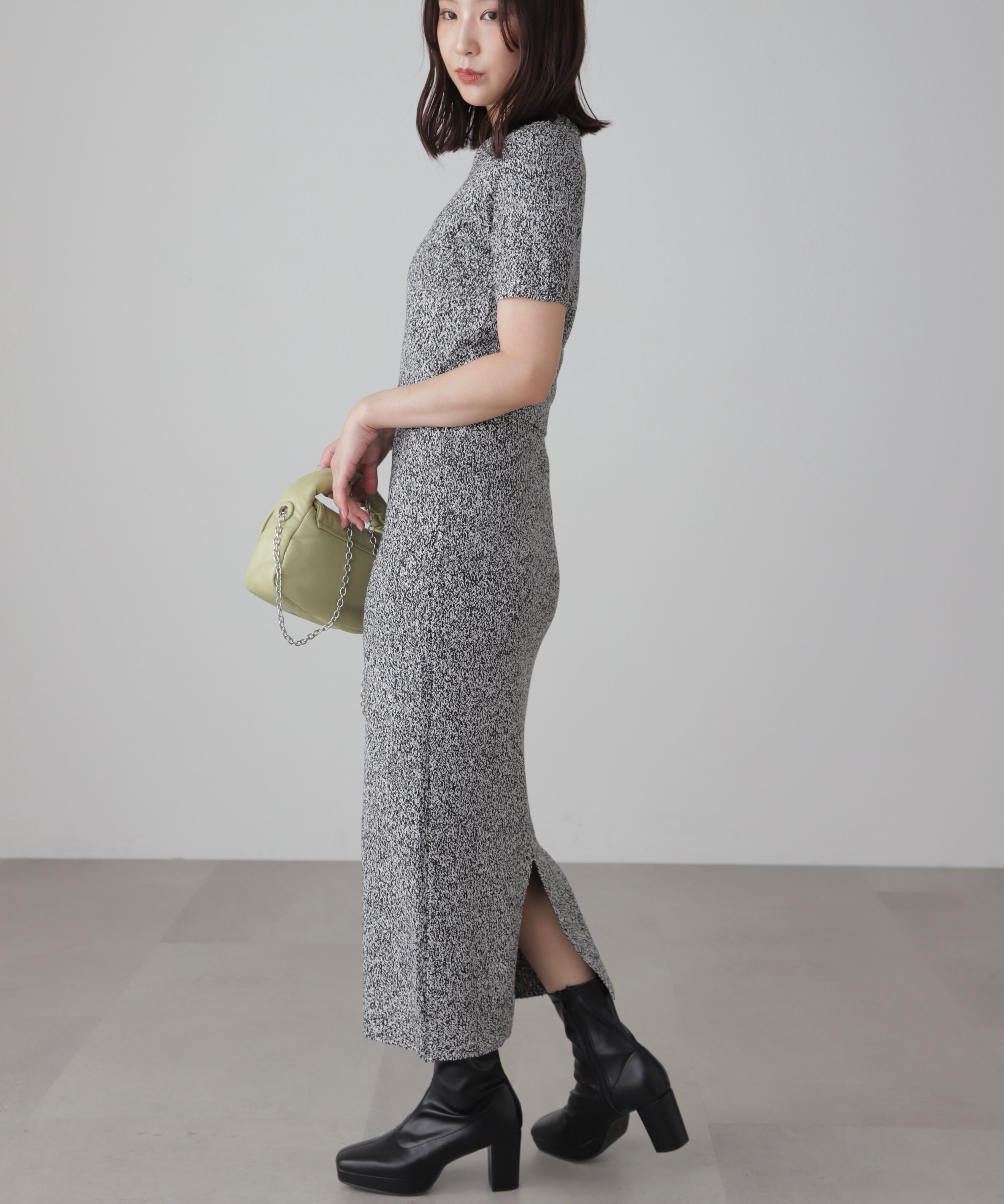  「コンパクト半袖ニット&times;ニットナロースカート」|ワンピース|