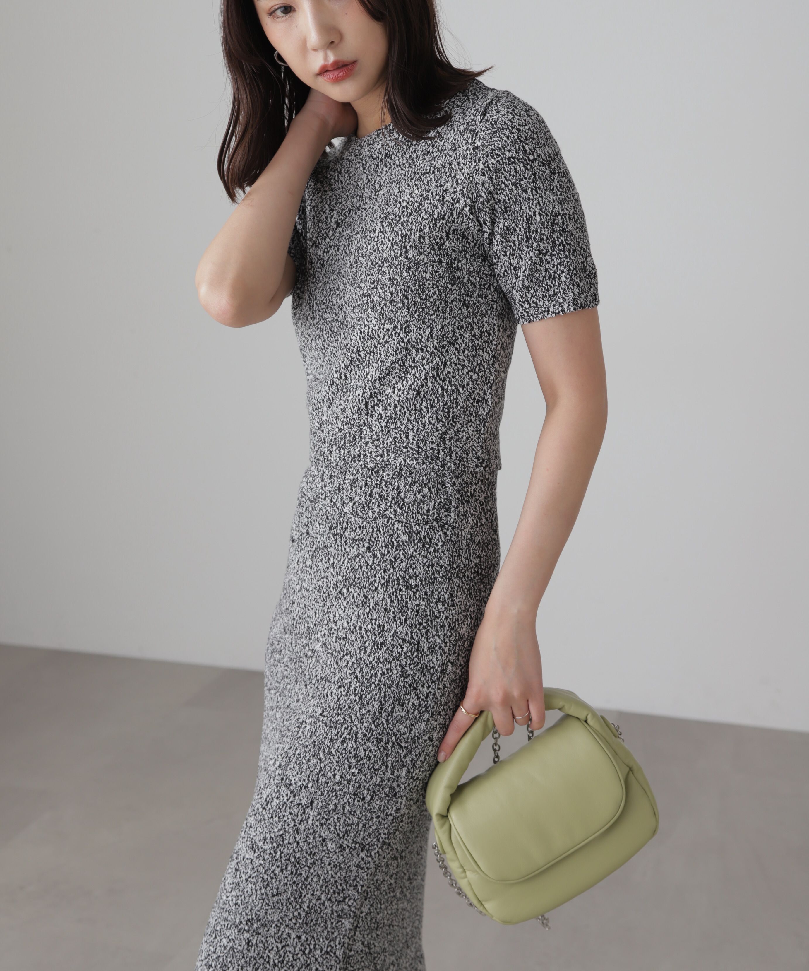  「コンパクト半袖ニット&times;ニットナロースカート」|ワンピース|