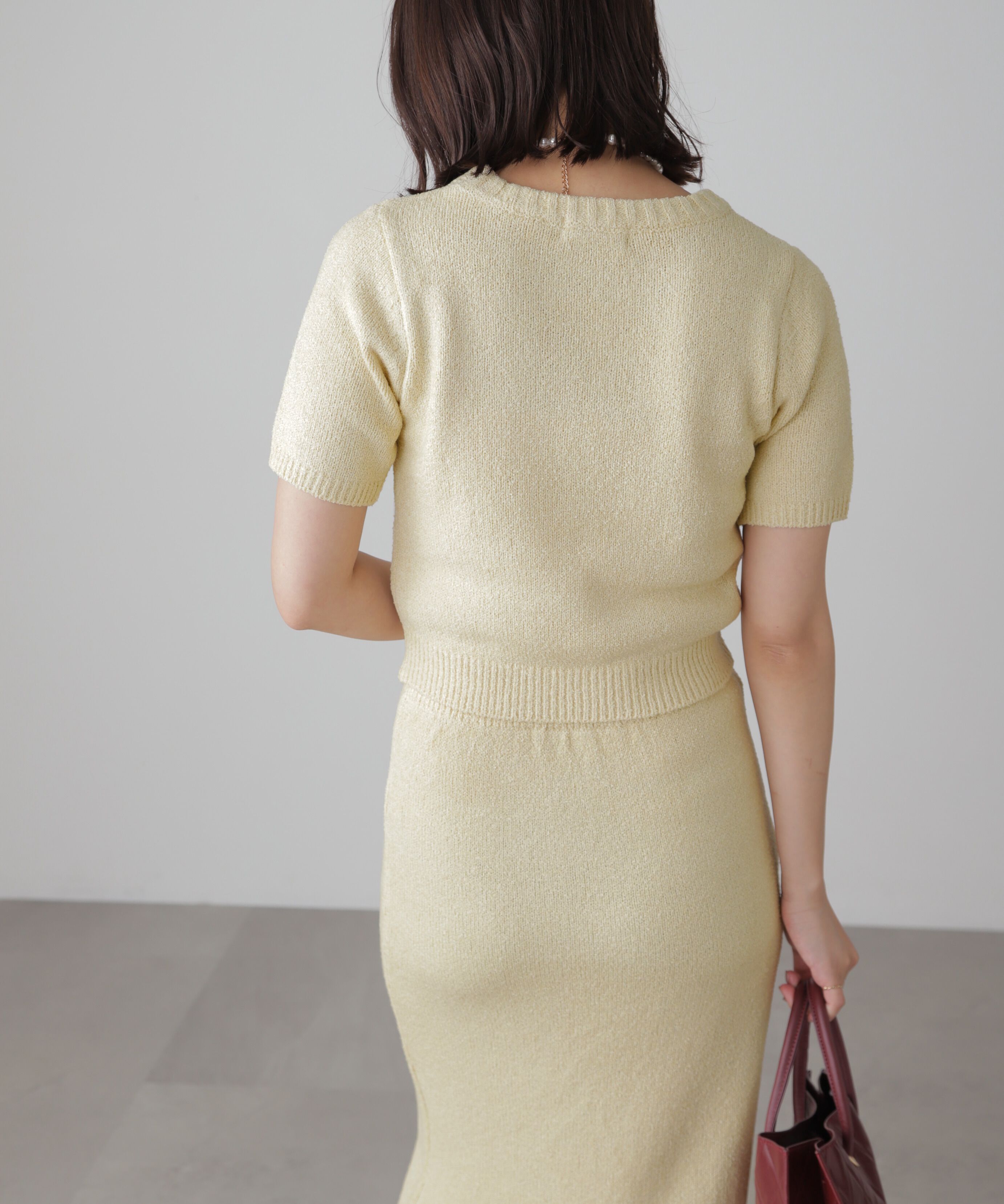  「コンパクト半袖ニット&times;ニットナロースカート」|ワンピース|