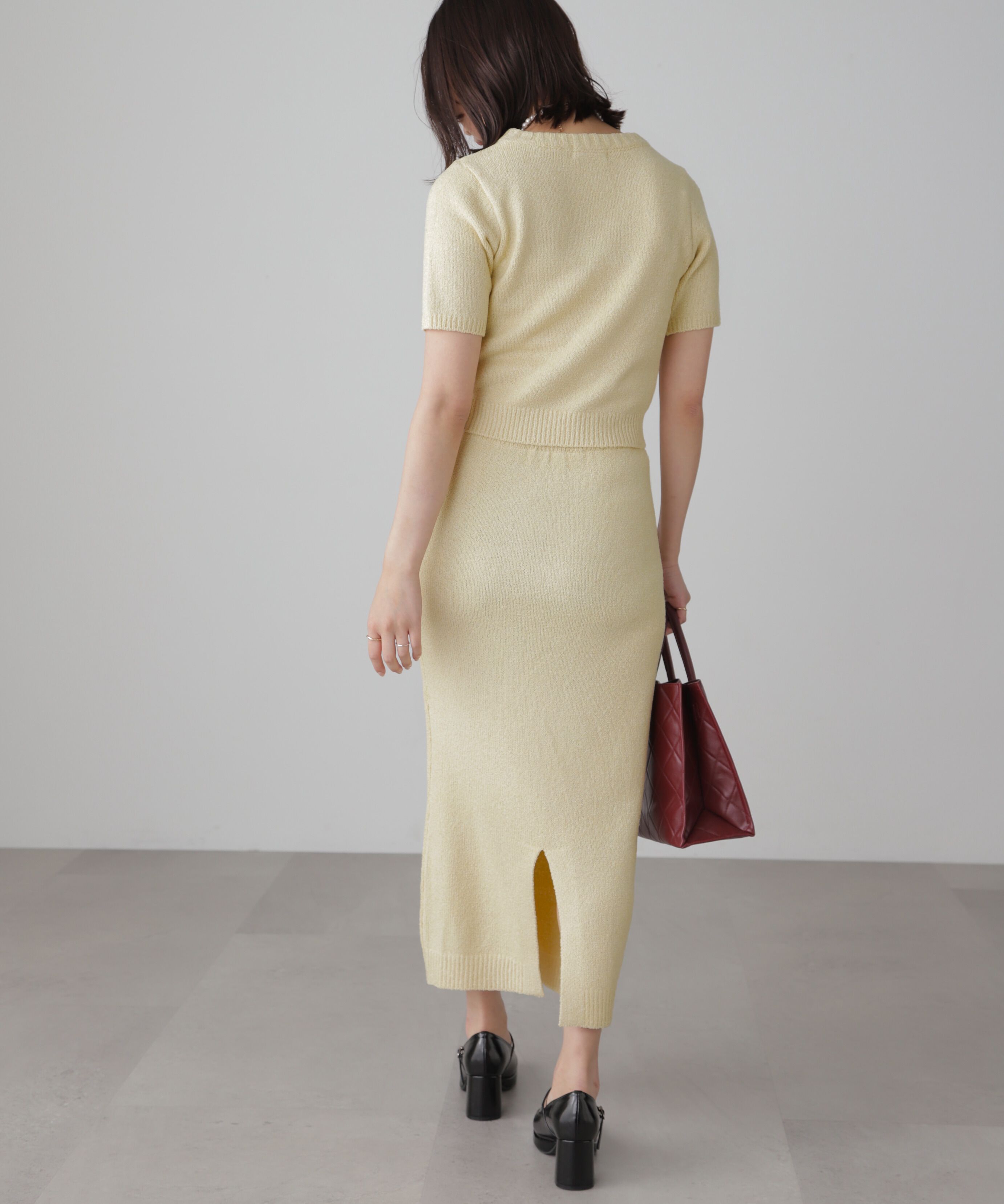  「コンパクト半袖ニット&times;ニットナロースカート」|ワンピース|