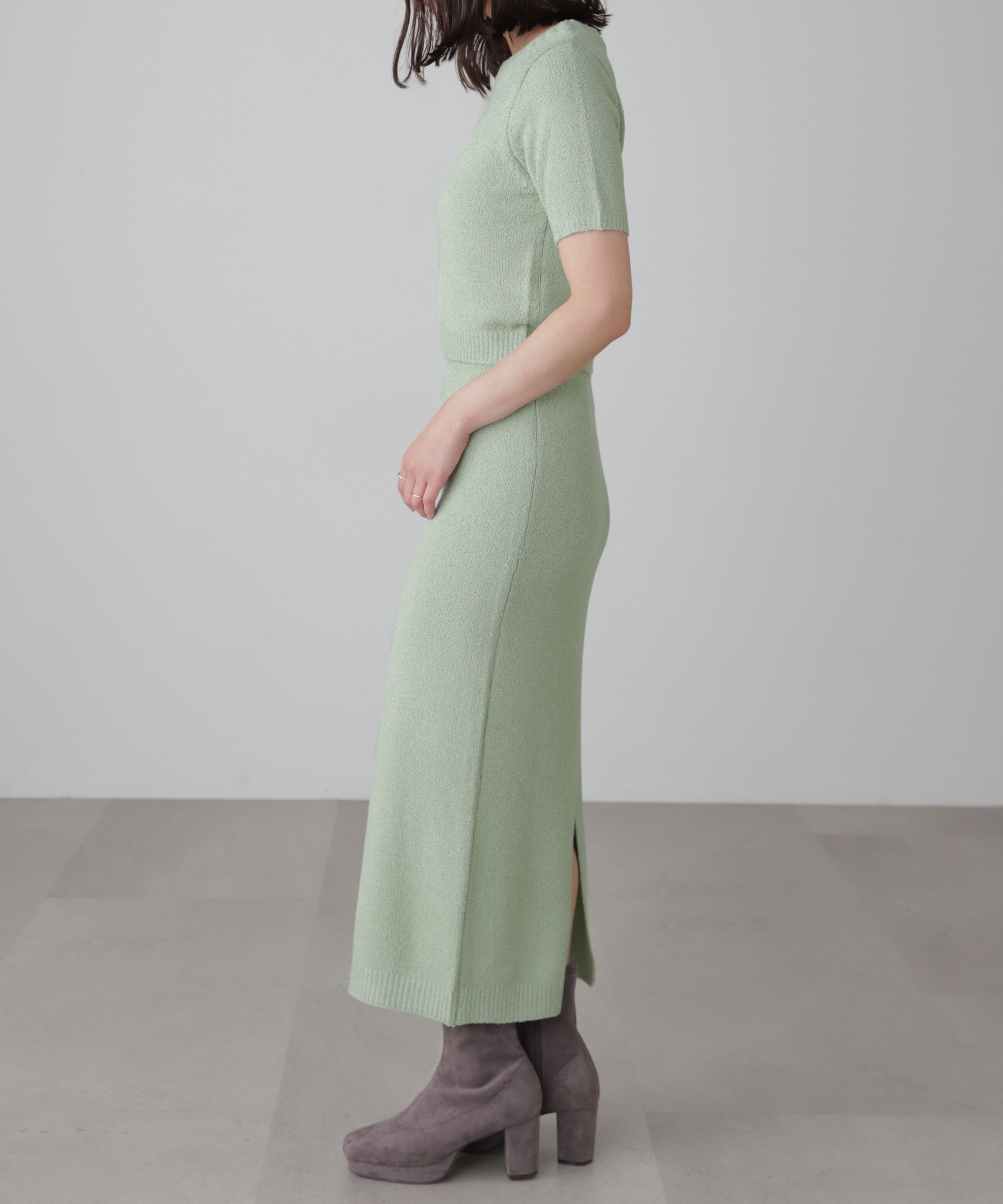  「コンパクト半袖ニット&times;ニットナロースカート」|ワンピース|