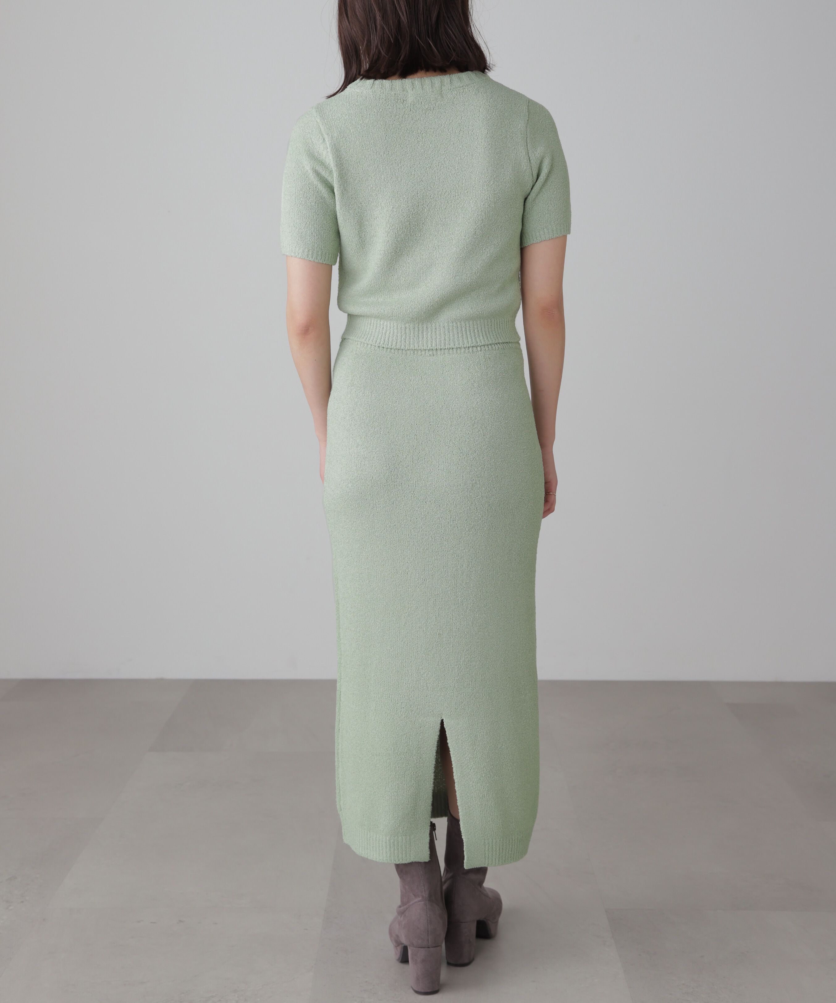  「コンパクト半袖ニット&times;ニットナロースカート」|ワンピース|