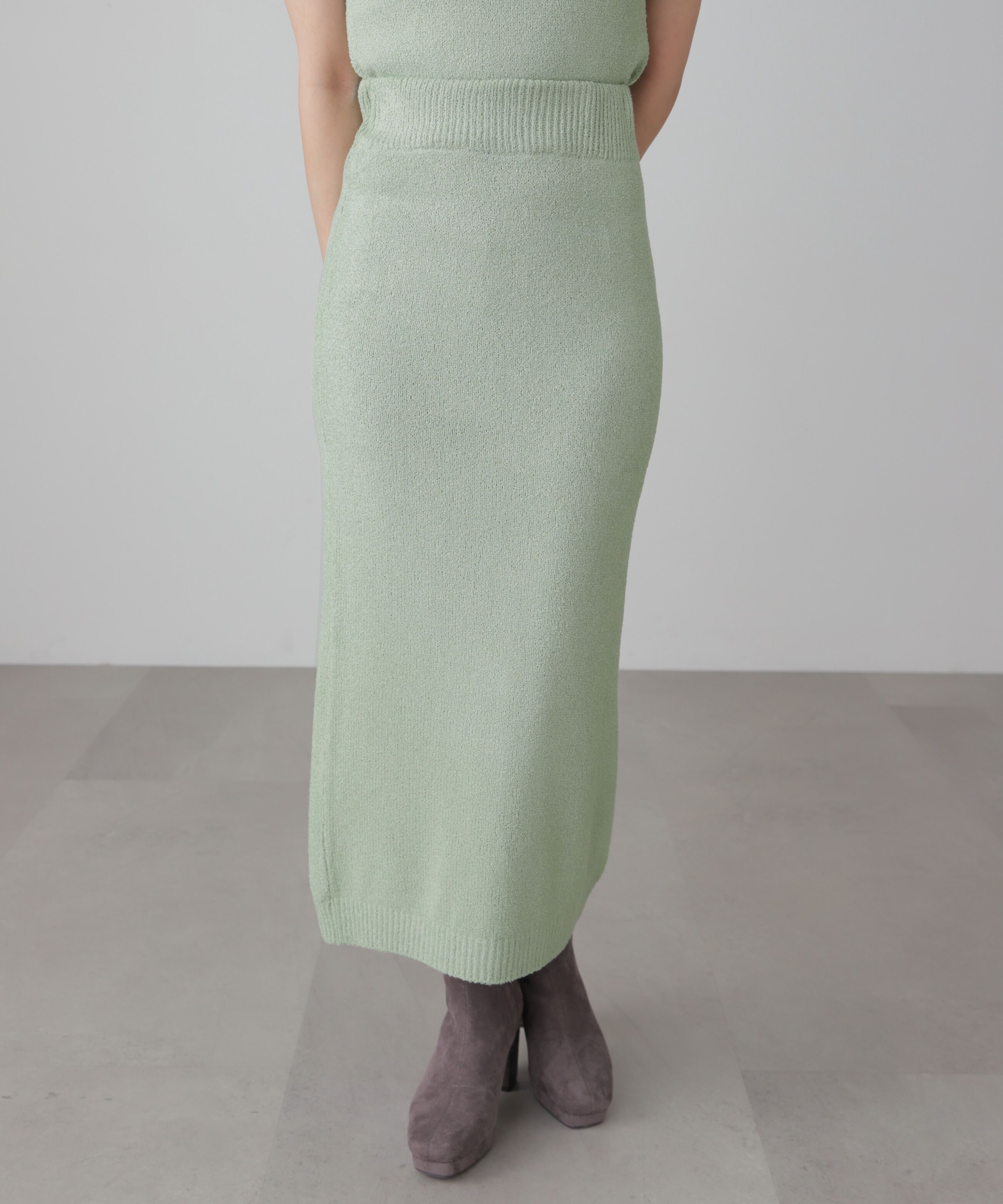  「コンパクト半袖ニット&times;ニットナロースカート」|ワンピース|