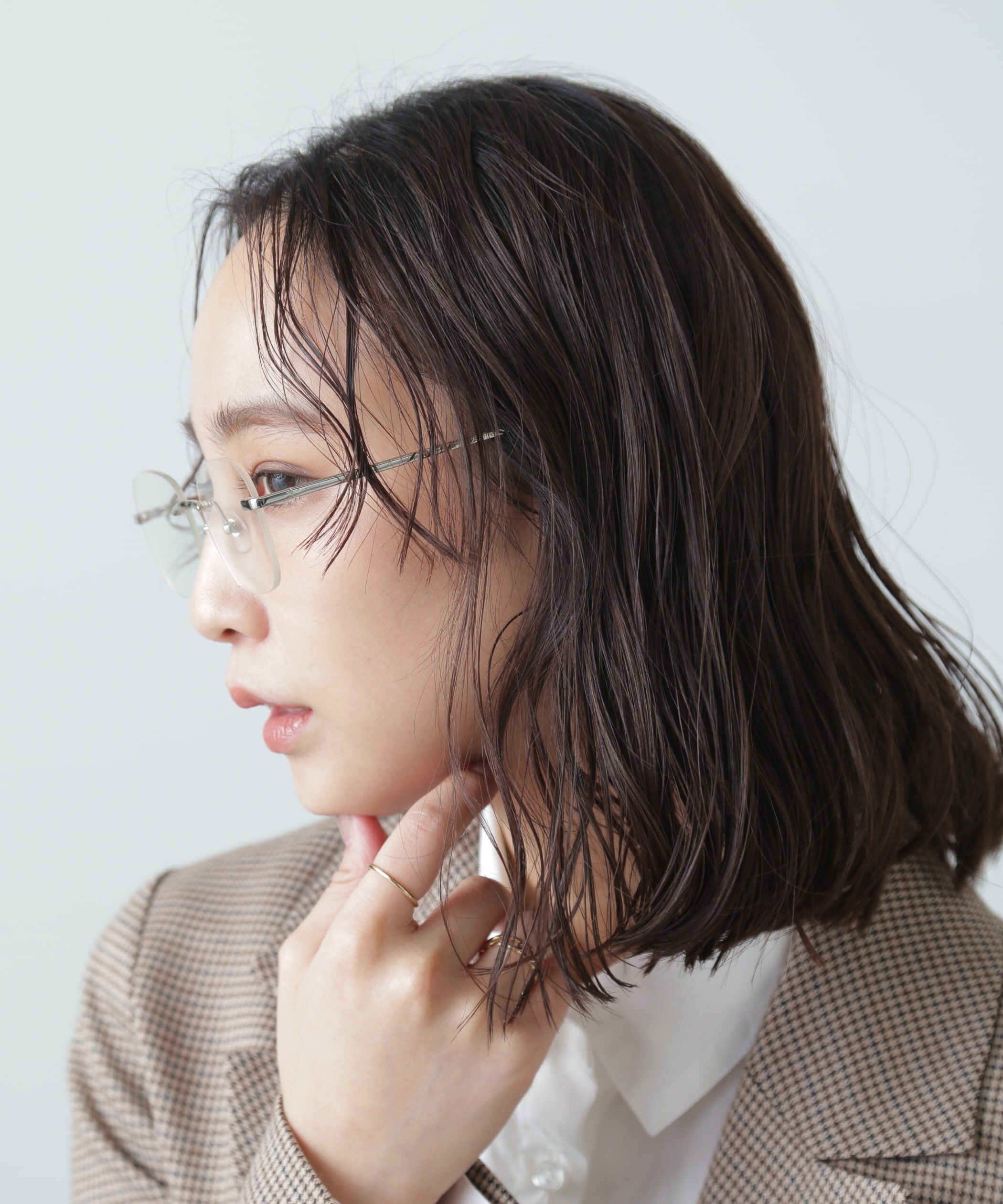  「リムレス伊達メガネ」|ハンカチ|