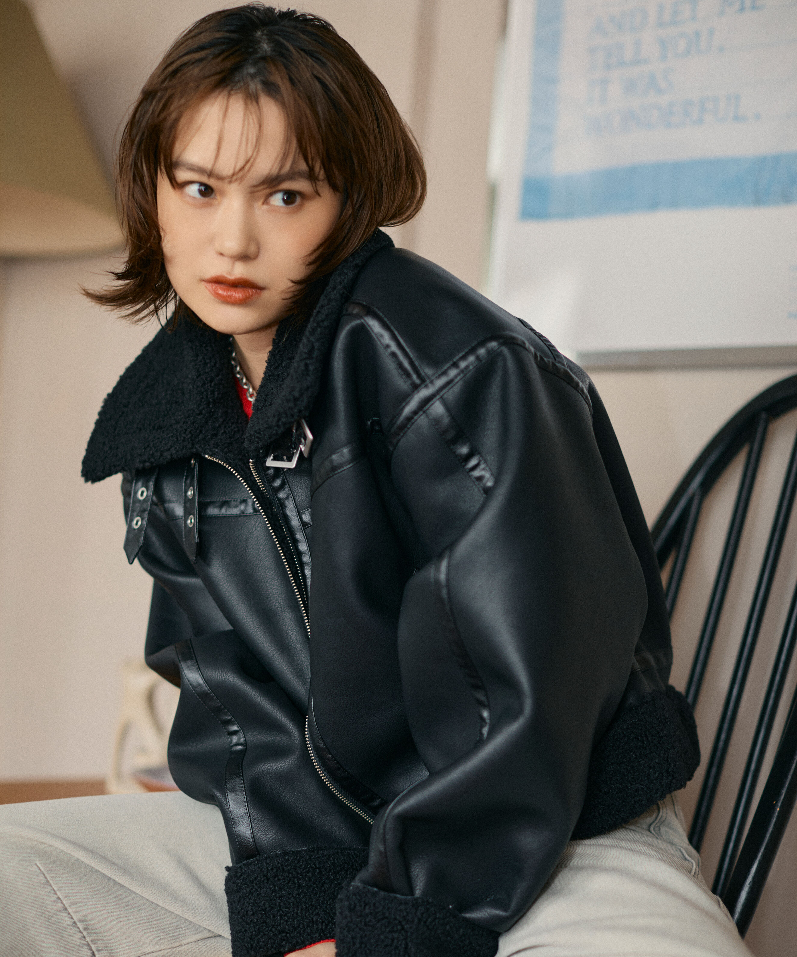  「ボンバージャケット」|ブルゾン・スタジャン|ブラック&times;ブ  1